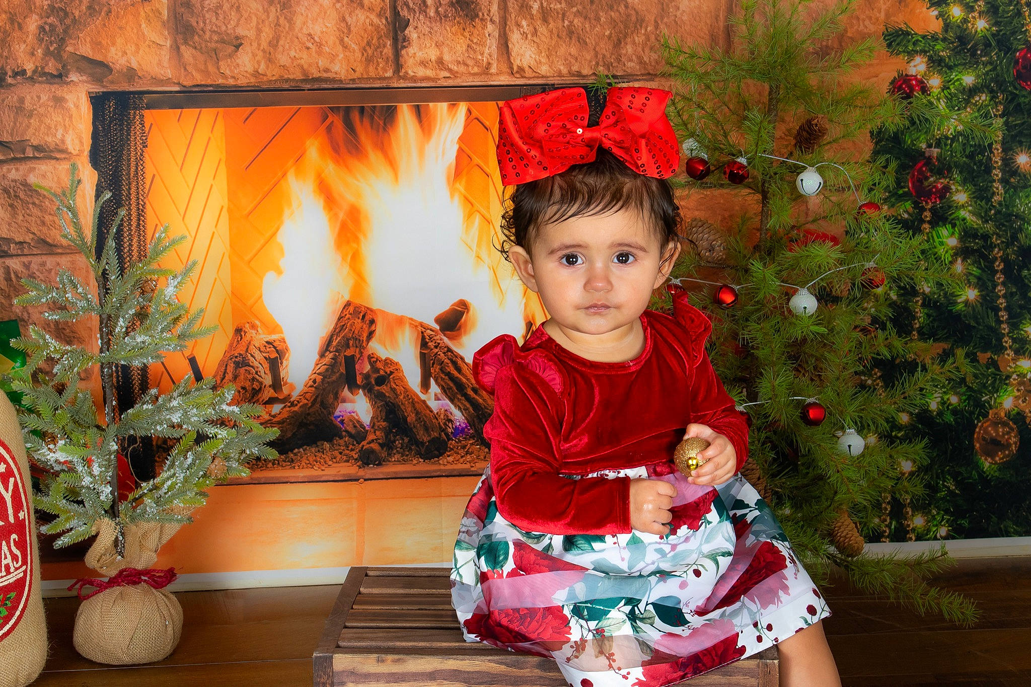 Layleigh is registered to the contest to win money with this photo: baby_toddler_clothing, child, christmas, christmas_decoration, christmas_tree, event, green, happy, hearth, holiday, leaf, lighting, mammal, orange, person, plant, red, toddler, tradition, tree