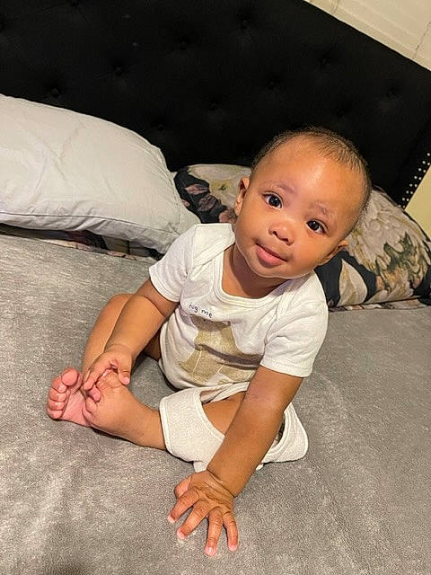 Ja Kai joined the competition — help win amazing prizes! baby, baby_toddler_clothing, barefoot, cheek, child, comfort, crawling, elbow, eye, flash_photography, floor, flooring, foot, human_leg, knee, linens, person, skin, sleeve, toddler