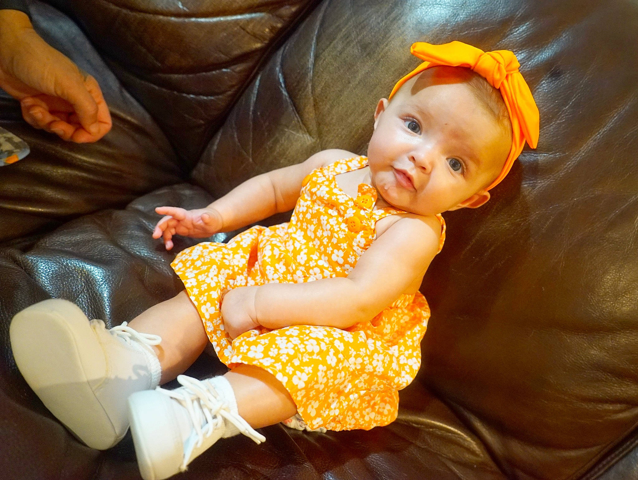 Kaycee is registered to the contest to win money with this photo: child, girl, hair_accessory, happiness, headgear, infant, person, skin, smile, toddler, yellow