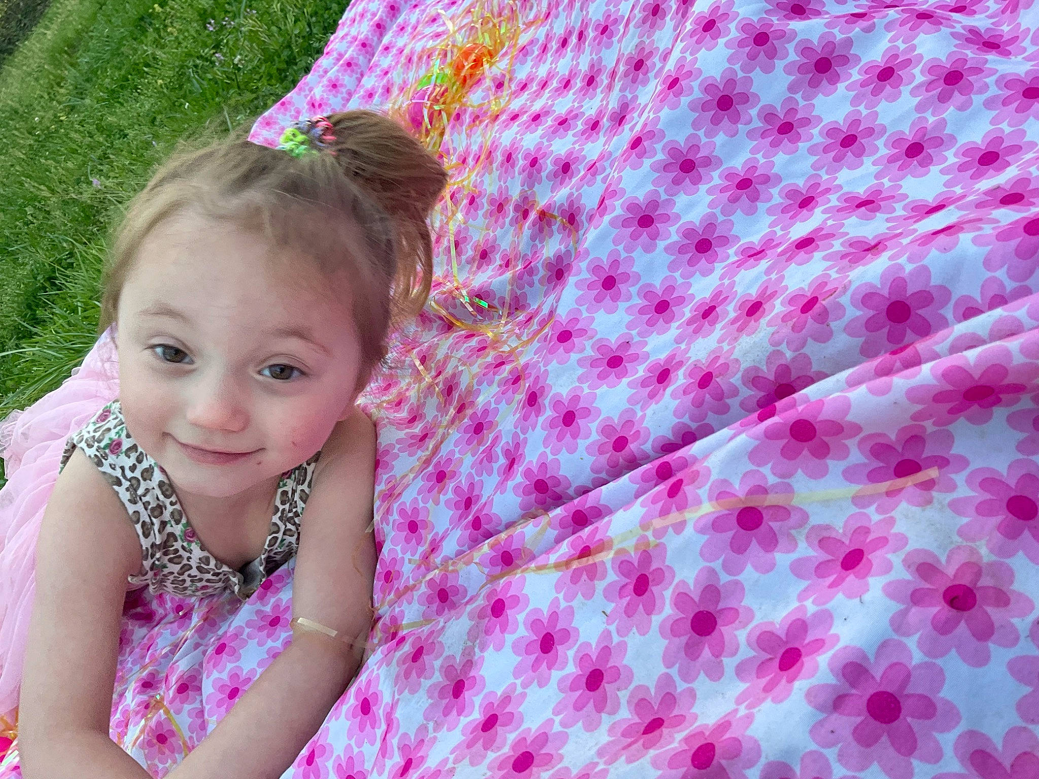 Brylynn joined the competition — help win amazing prizes! baby, baby_toddler_clothing, child, dress, fashion_accessory, fun, grass, happy, joy, leisure, linens, magenta, pattern, people_in_nature, person, petal, pink, purple, recreation, skin