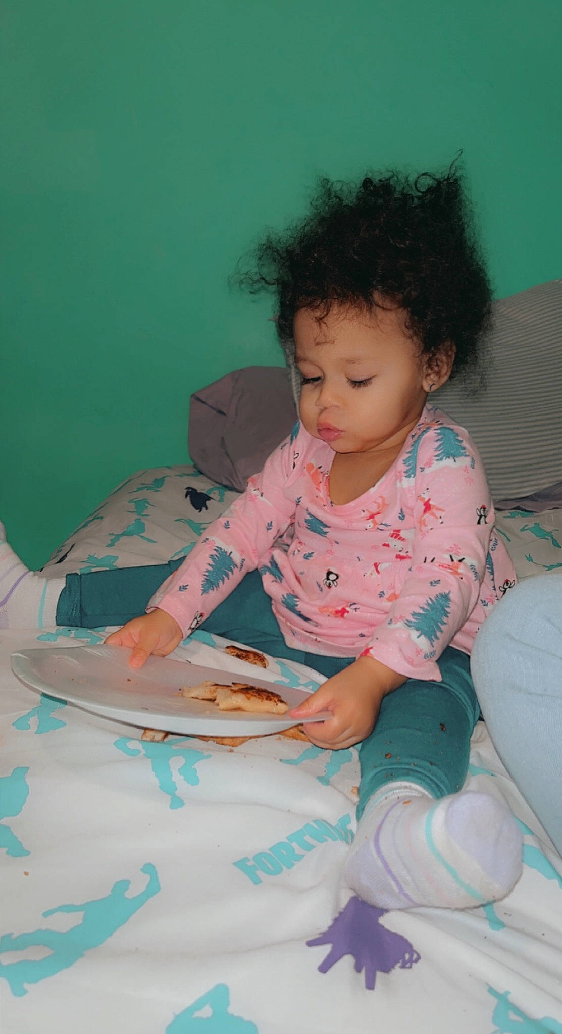 Melody joined the competition — help win amazing prizes! baby, baby_products, baby_toddler_clothing, child, comfort, facial_expression, finger, fun, happy, leg, leisure, linens, magenta, pattern, person, pink, room, sitting, skin, sleeve