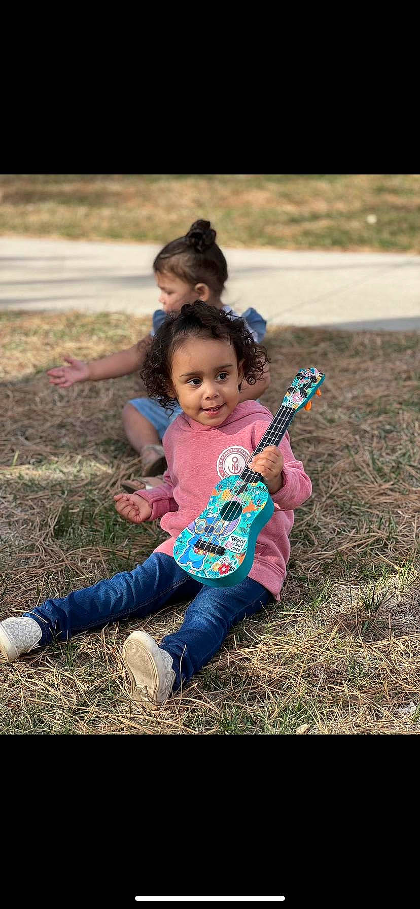 Olivia joined the competition — help win amazing prizes! baby, child, fun, grass, grass_family, grassland, happy, jeans, landscape, lawn, leisure, people_in_nature, person, play, portrait_photography, recreation, sitting, soil, t_shirt, toddler