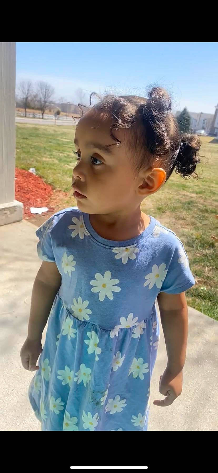 Olivia joined the competition — help win amazing prizes! baby_toddler_clothing, cool, face, facial_expression, grass, hair, hairstyle, happy, head, human, joint, leaf, mammal, neck, person, plant, shoulder, skin, sky, sleeve
