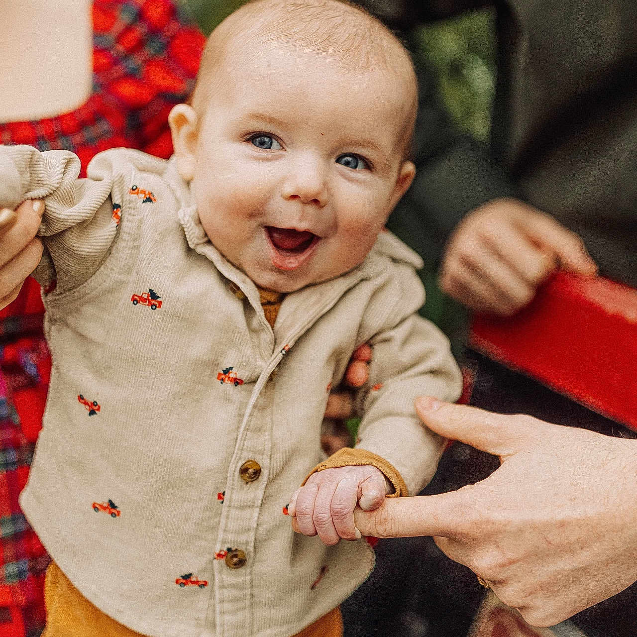 Archer is registered to the contest to win money with this photo: baby, babylaughing, bodypart, clothing, coat, dress, face, finger, hand, happy, head, jacket, jeans, laughing, pants, person, photography, portrait, shirt, smile
