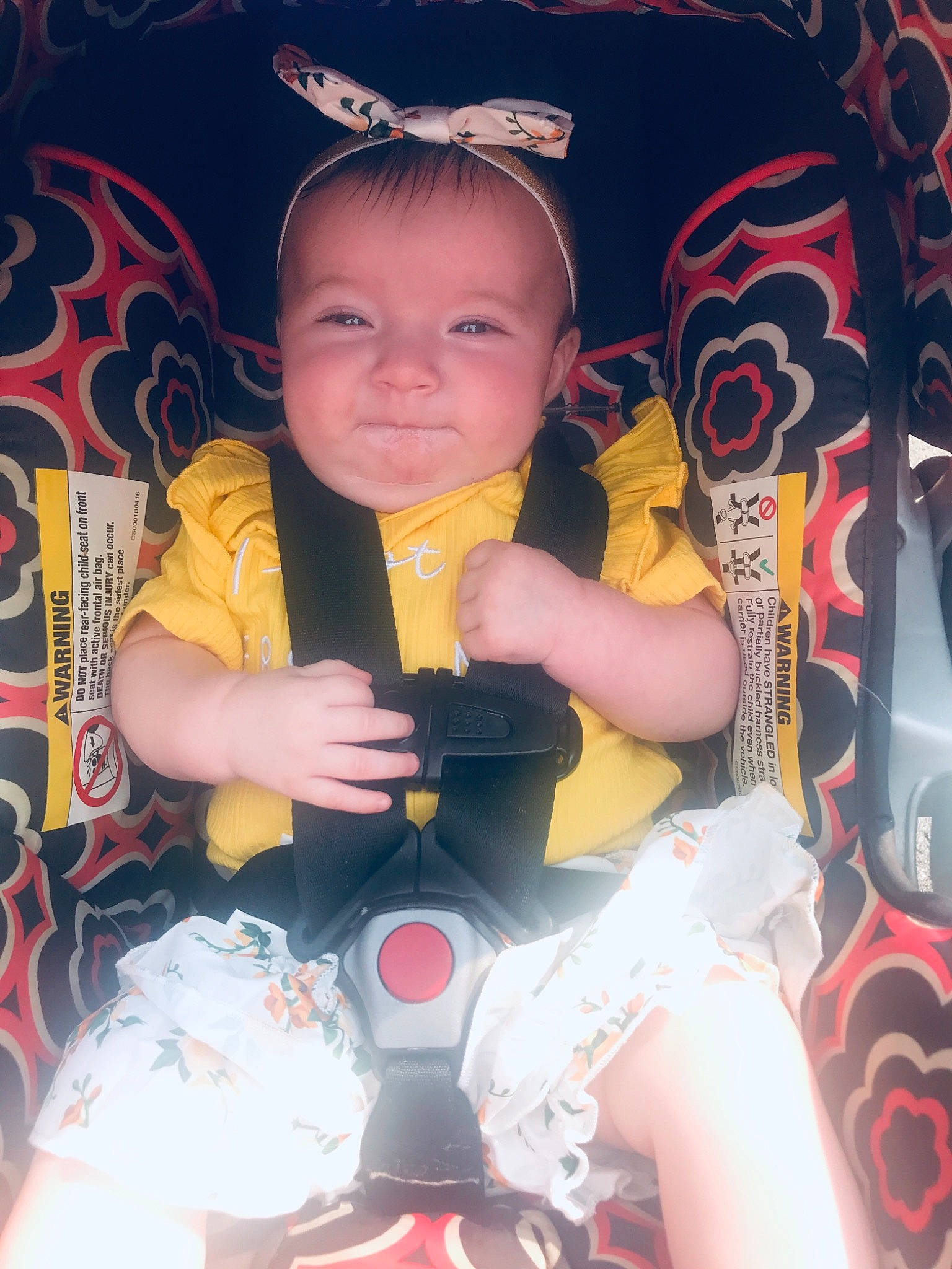 Ariana Dawn Mae is registered to the contest to win money with this photo: baby, baby_carriage, baby_products, baby_toddler_clothing, carmine, cool, event, finger, fun, hand, happy, human_body, mouth, person, personal_protective_equipment, pink, product, space, t_shirt, thigh