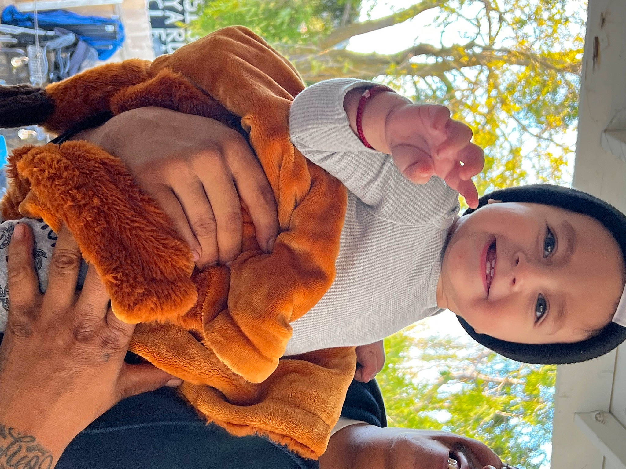 Lisandro joined the competition — help win amazing prizes! baby, child, elbow, finger, fun, fur, gesture, grass, hand, happy, human, joy, leisure, nail, people_in_nature, person, smile, thumb, toddler, tree