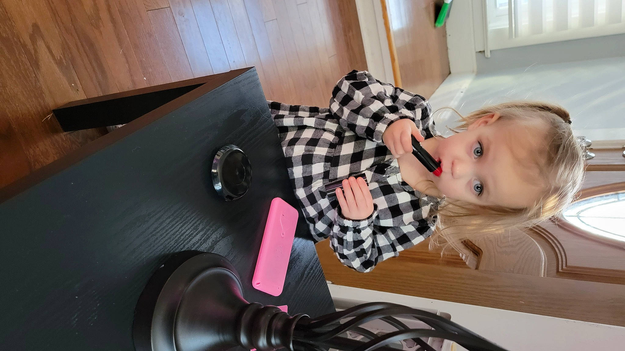 Bristol is registered to the contest to win money with this photo: audio_equipment, auto_part, automotive_design, automotive_wheel_system, baby, chair, child, comfort, dress, eyewear, flooring, gadget, office_equipment, pattern, person, plaid, room, sitting, tartan, toddler