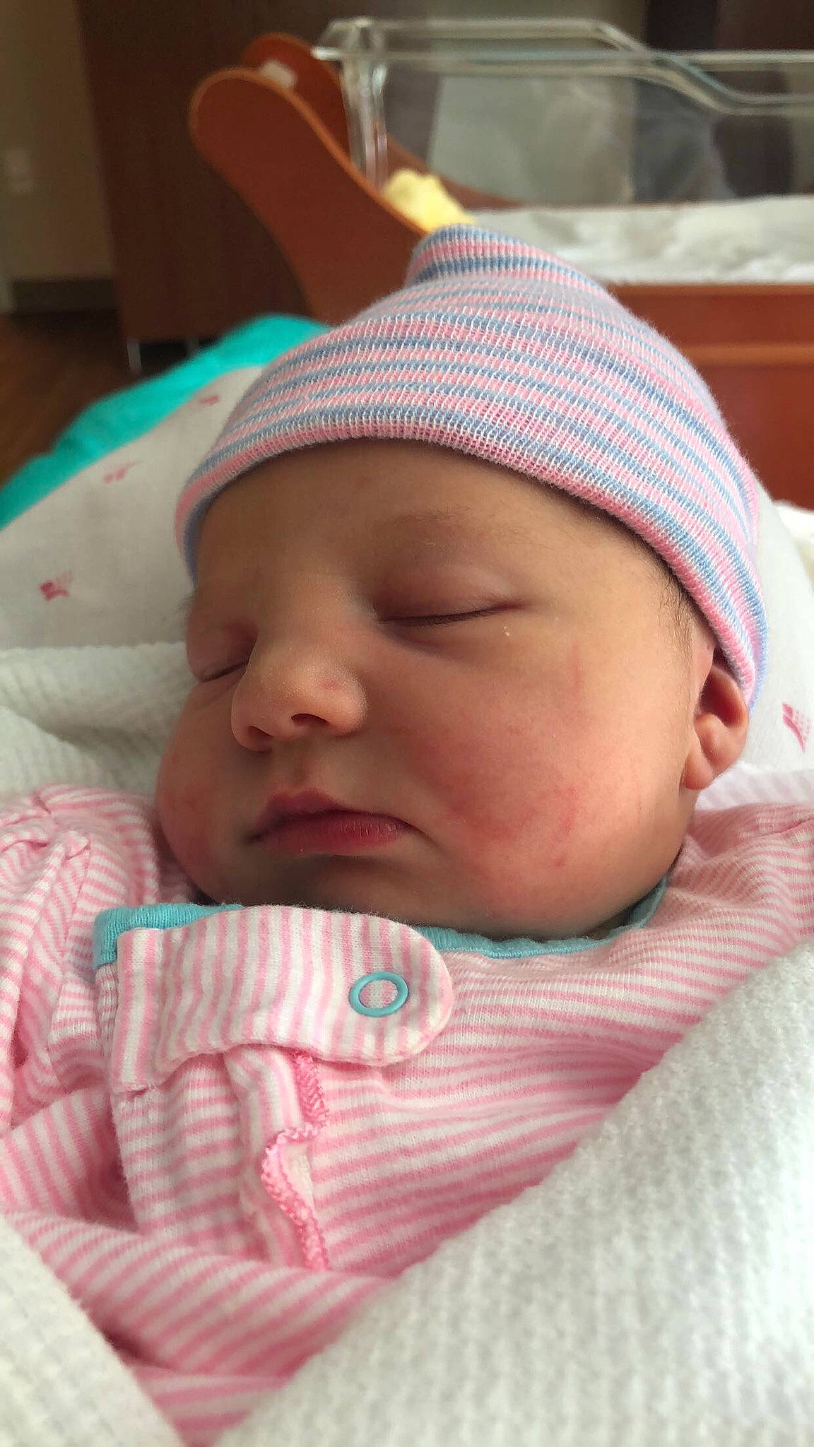 Khloie joined the competition — help win amazing prizes! baby, birth, cheek, child, childbirth, headgear, headwear, mouth, nose, person, skin, sleep, toddler