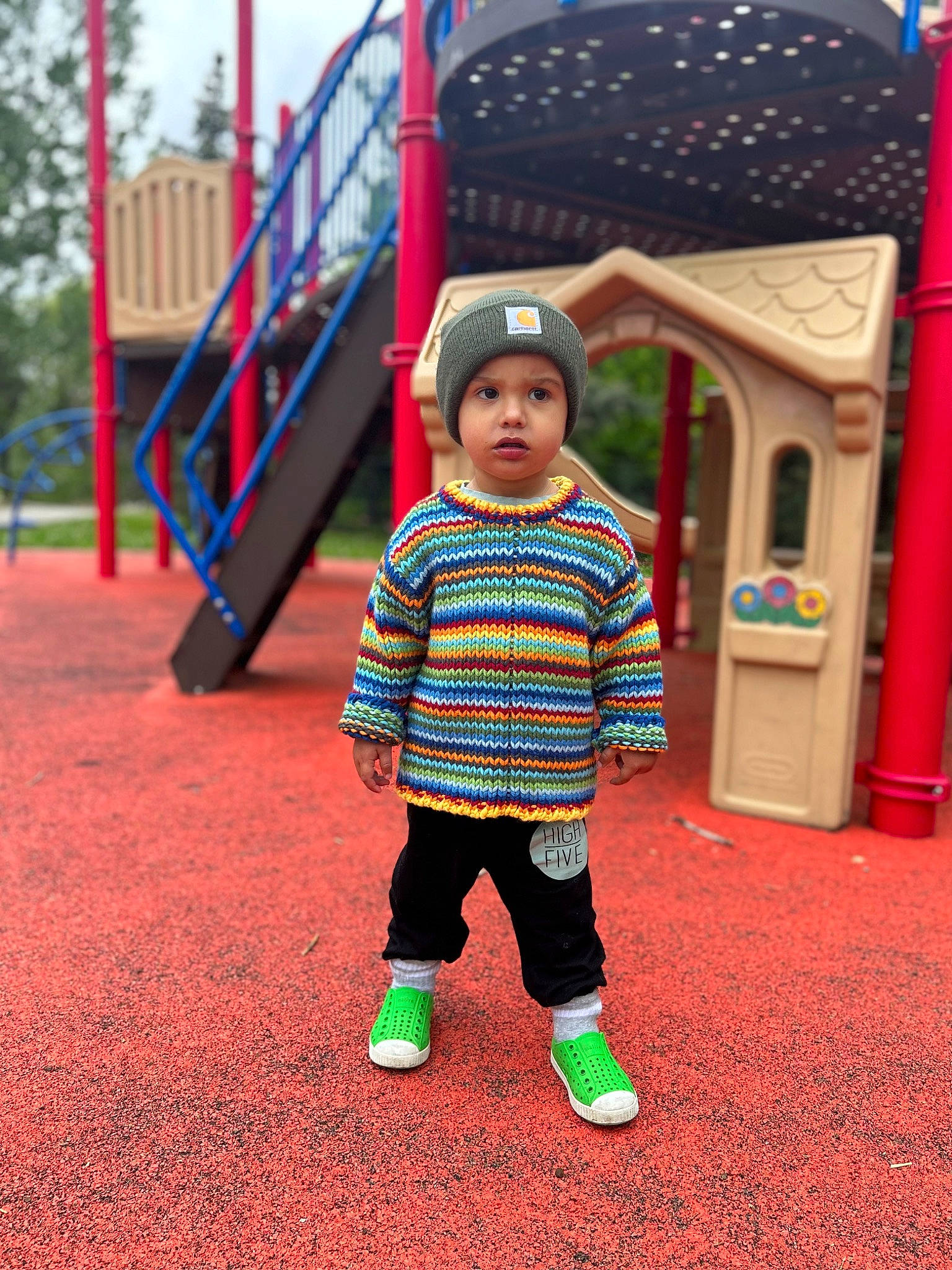 Jake joined the competition — help win amazing prizes! baby_toddler_clothing, child, chute, city, flooring, fun, grass, happy, headwear, leisure, magenta, outdoor_play_equipment, pattern, person, photograph, plant, playground, recreation, sleeve, t_shirt