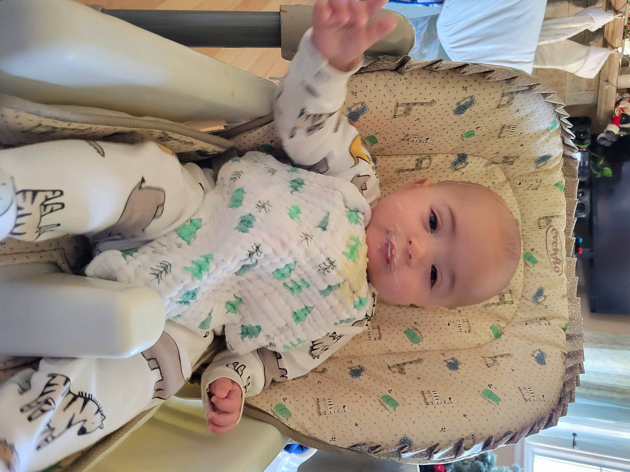 Noah is registered to the contest to win money with this photo: baby, baby_products, baby_safety, baby_toddler_clothing, child, comfort, linens, pattern, person, room, skin, sleep, textile, toddler