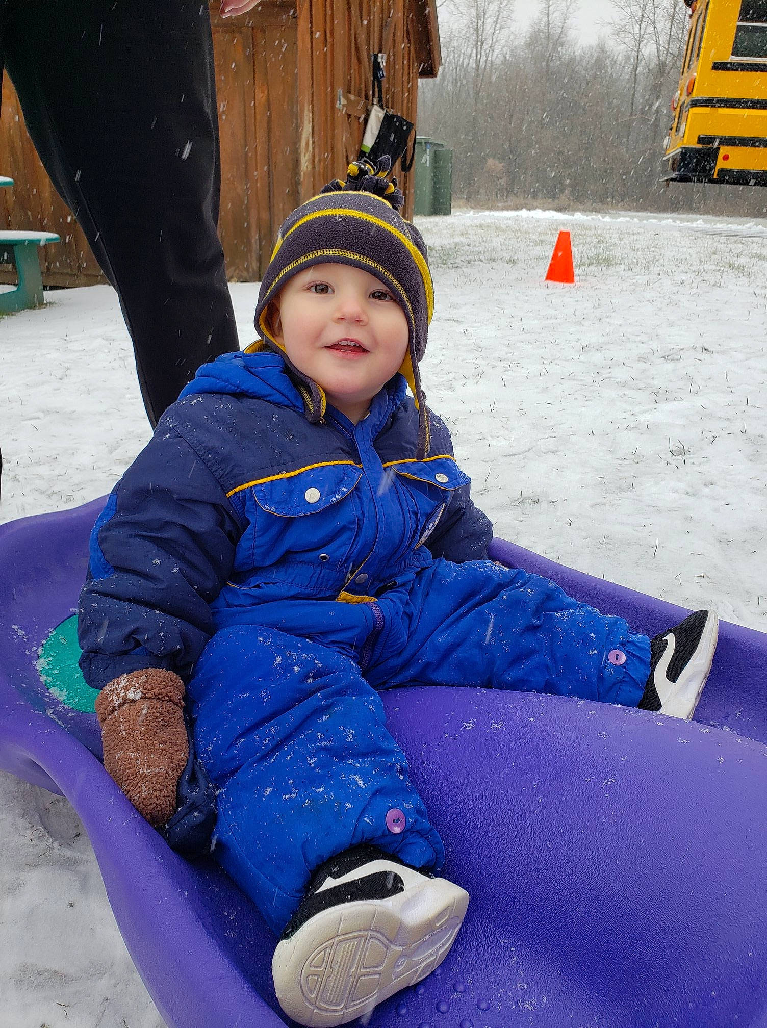 Niall joined the competition — help win amazing prizes! blue, child, cobalt_blue, electric_blue, fun, headwear, leisure, outerwear, person, play, playing_in_the_snow, recreation, snow, toddler, winter