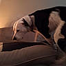 Blaze joined the competition — help win amazing prizes! animal, black_and_white, canine, comfort, companion, couch, cozy, dim_light, dog, domestic, evening, fur, home, indoor, living_room, pet, pillow, relaxing, resting, sleepy