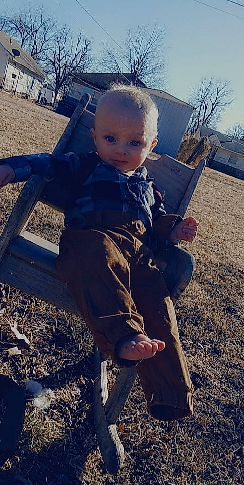 Kashton joined the competition — help win amazing prizes! blond, electric_blue, face, fun, grass, happy, landscape, leg, leisure, people_in_nature, person, shoe, sitting, sky, sneakers, soil, sunlight, tints_and_shades, toddler, tree