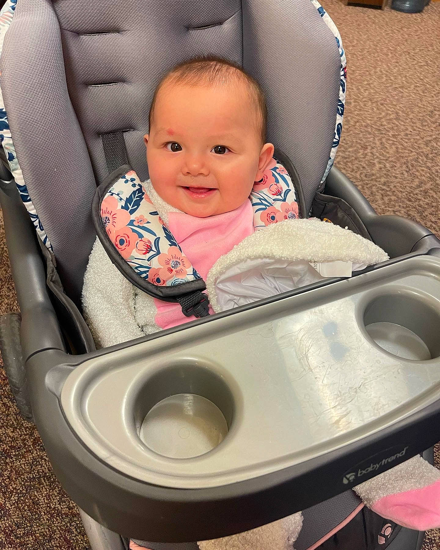 Jacelynn is registered to the contest to win money with this photo: auto_part, automotive_tire, automotive_wheel_system, baby, baby_carriage, baby_products, baby_safety, baby_toddler_clothing, car_seat, cheek, child, comfort, eye, head, iris, joy, laundry_room, person, product, smile