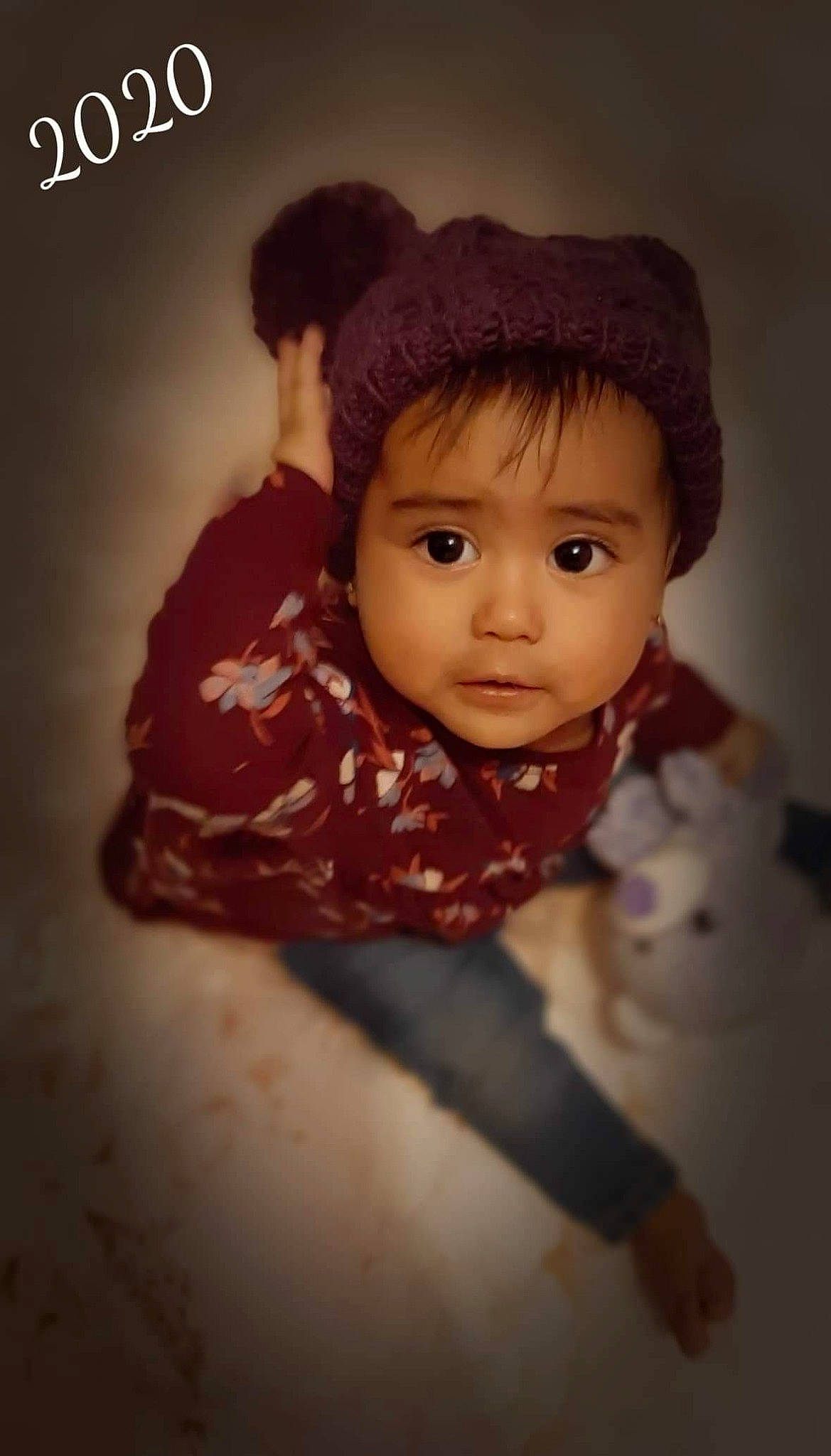 Briana is registered to the contest to win money with this photo: baby, cap, cheek, child, child_model, fur, headgear, person, portrait, smile, toddler