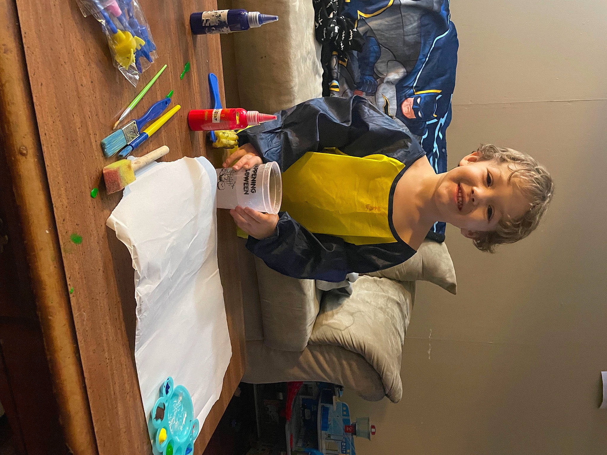 Elijah joined the competition — help win amazing prizes! chair, child, elbow, engineering, event, fun, joy, person, personal_protective_equipment, room, shorts, t_shirt, walking_shoe, wood, wrist