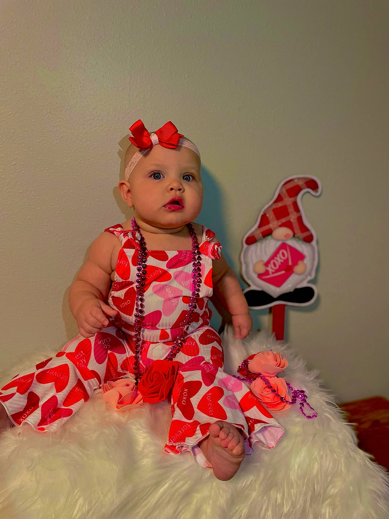Oaklynn Keen is registered to the contest to win money with this photo: baby_toddler_clothing, carmine, costume_hat, day_dress, dress, event, fashion_accessory, fashion_design, hat, headpiece, headwear, magenta, one_piece_garment, pattern, peach, person, pink, red, ruffle, sleeve