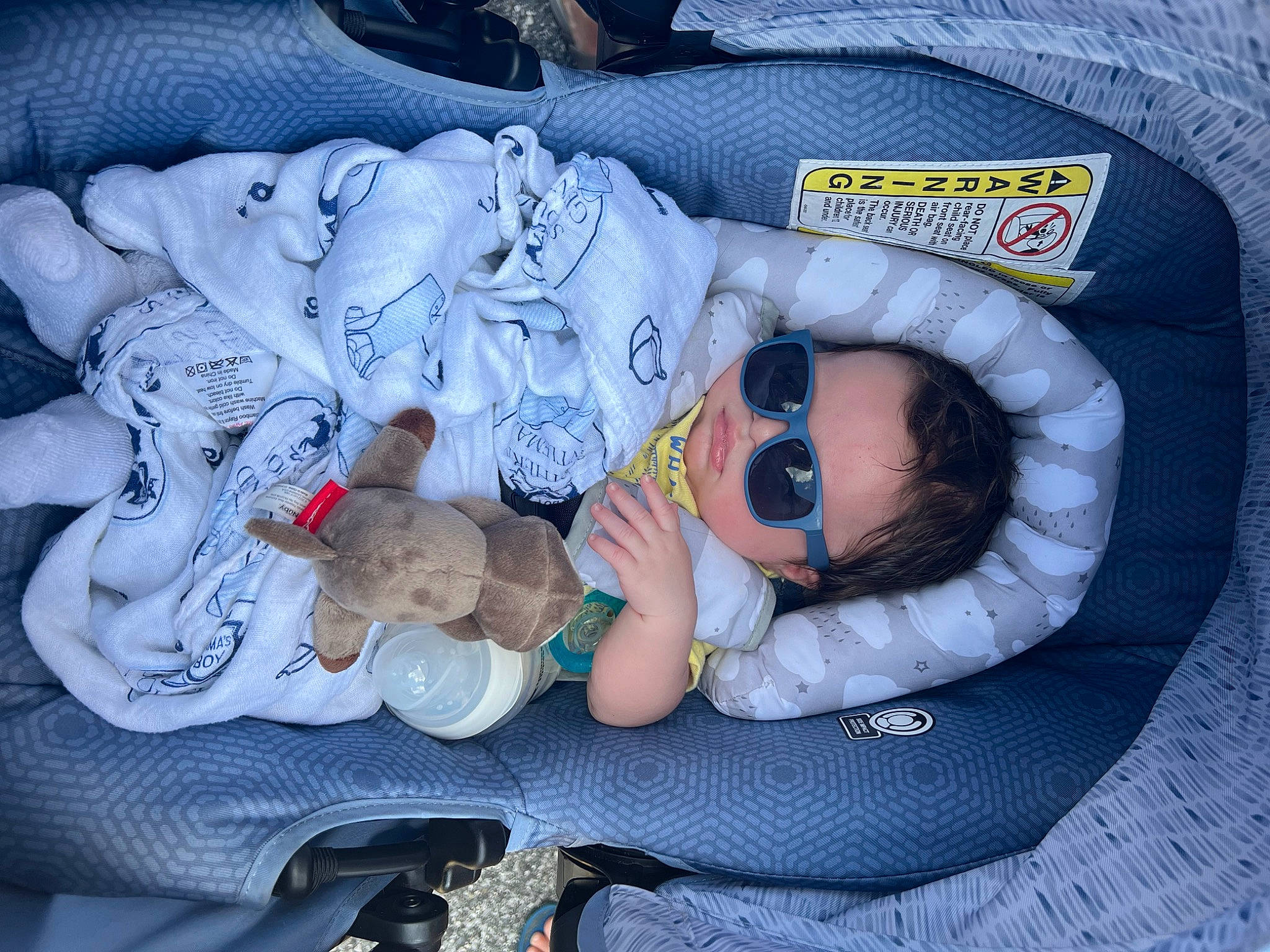 Drew is registered to the contest to win money with this photo: baby, baby_carriage, baby_products, baby_sleeping, baby_toddler_clothing, bedtime, car_seat, carmine, child, comfort, electric_blue, linens, nap, pattern, person, sitting, sleep, sleeve, textile, toddler