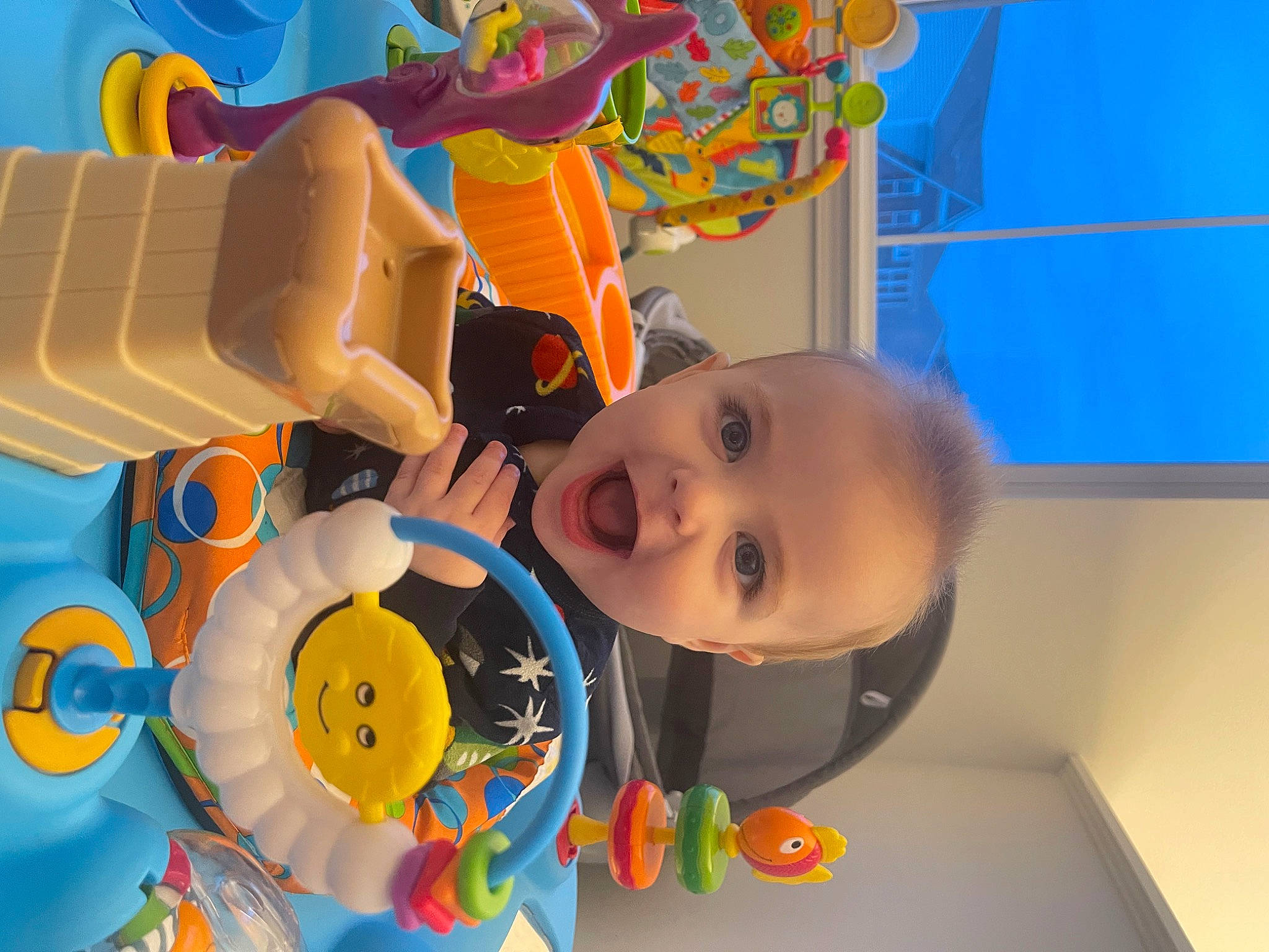 Hudson joined the competition — help win amazing prizes! animation, art, baby, baby_products, baby_toys, child, circle, electric_blue, fun, leisure, person, plastic, play, recreation, room, smile, space, toddler, toy, visual_arts