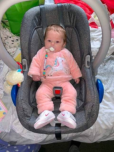 Isabella-rose joined the competition — help win amazing prizes! baby_carriage, baby_products, car_seat, child, infant, person, play, product, toddler, toy