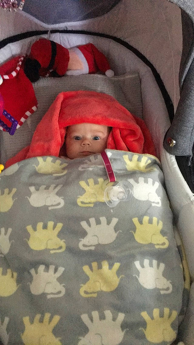 Isabella-rose is registered to the contest to win money with this photo: child, infant, person, product, red, textile, toddler, toy