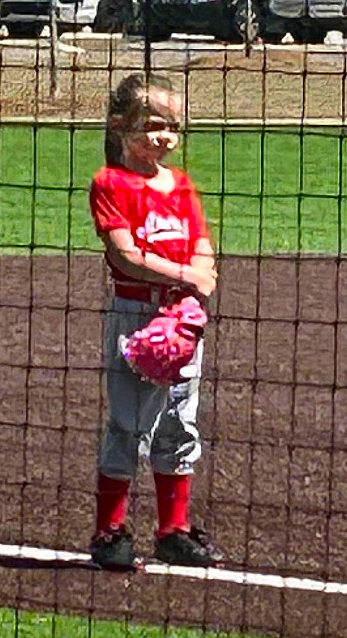 Kylie joined the competition — help win amazing prizes! baseball, baseball_equipment, baseball_field, baseball_park, baseball_player, bat_and_ball_games, college_baseball, fence, fun, grass, mesh, net, person, player, shoe, smile, sneakers, sports, sports_equipment, team_sport