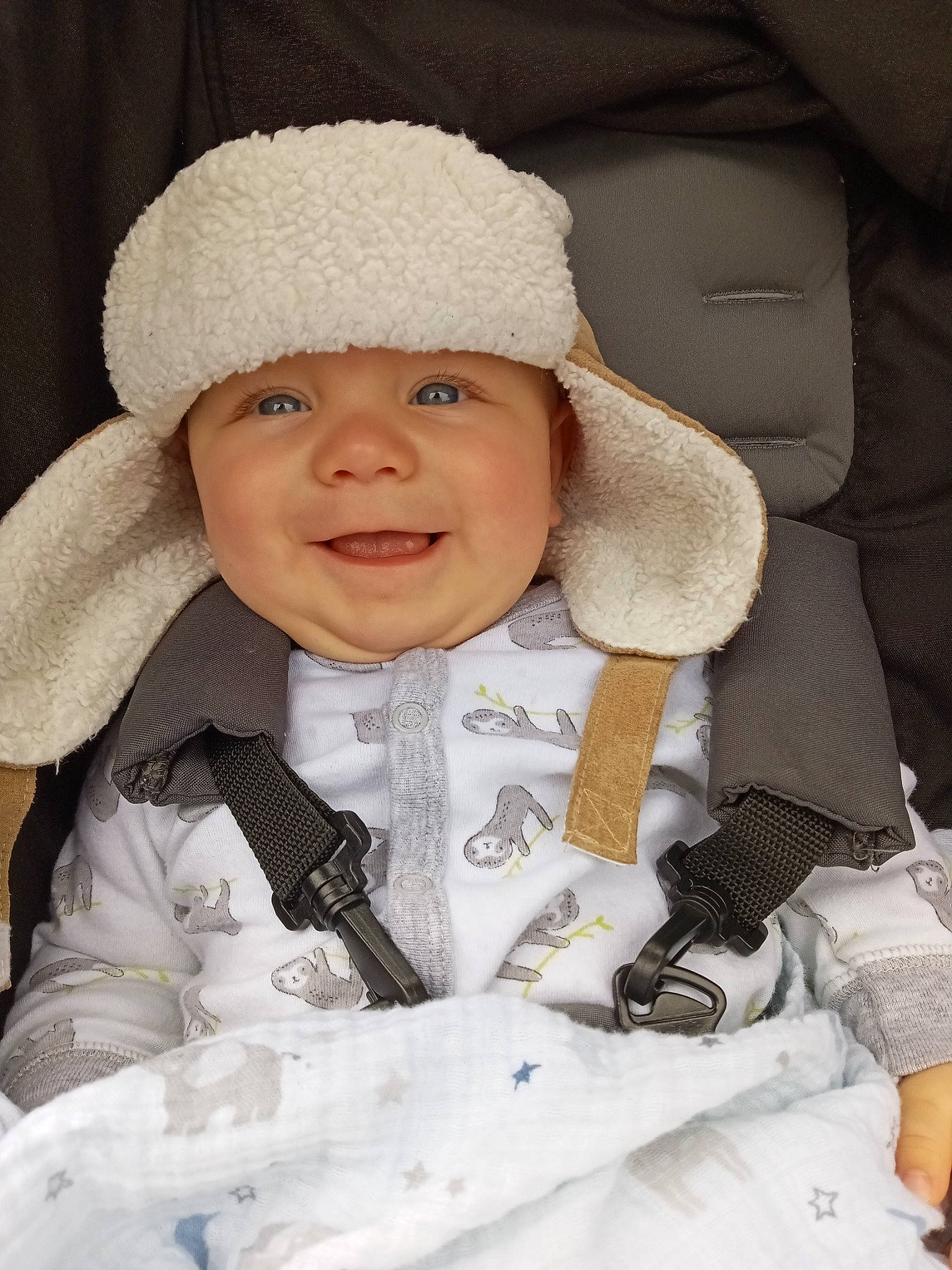 Bellamy joined the competition — help win amazing prizes! baby, baby_toddler_clothing, cap, cheek, eye, eyebrow, face, facial_expression, happy, headwear, iris, jacket, joy, nose, outerwear, person, product, skin, sleeve, smile