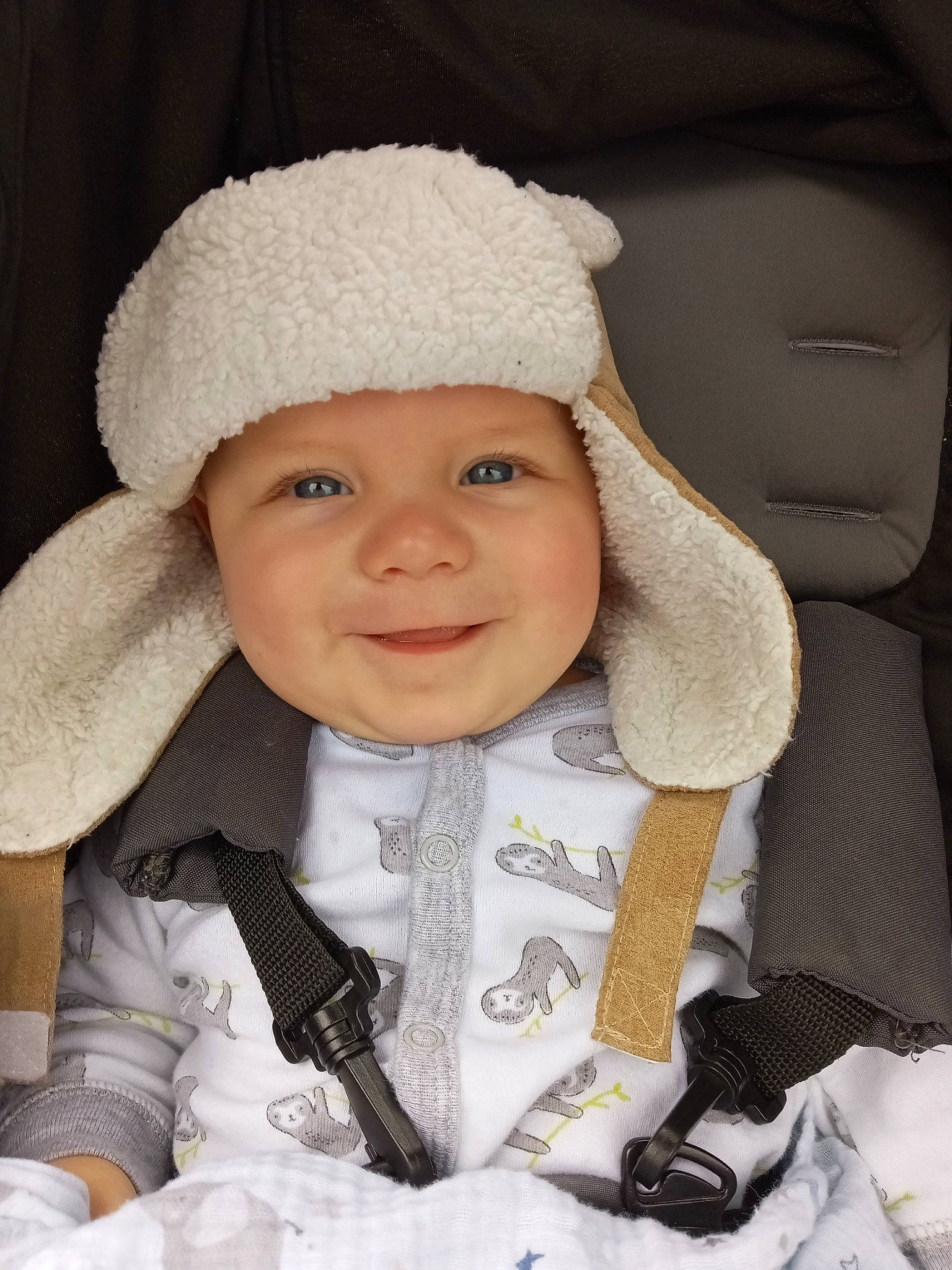 Bellamy is registered to the contest to win money with this photo: cap, cheek, chin, clothing, eye, eyebrow, face, happy, head, headgear, headwear, human_body, iris, joy, nose, outerwear, person, skin, sleeve, smile