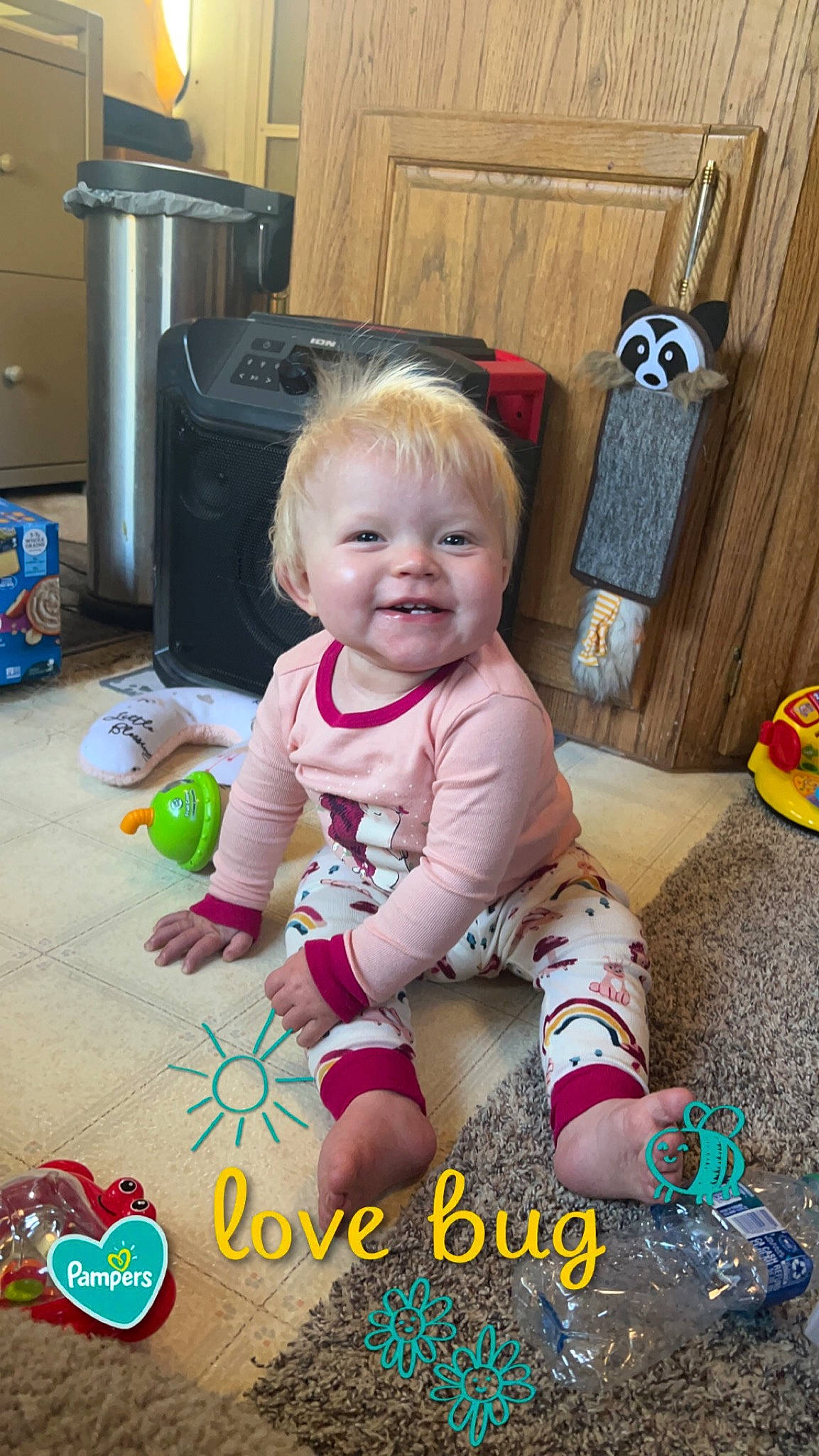 Raven joined the competition — help win amazing prizes! baby, baby_products, baby_toddler_clothing, baby_toys, cabinetry, child, drawer, flooring, fun, happy, home_appliance, joy, kitchen_appliance, pattern, person, play, room, sitting, smile, toddler