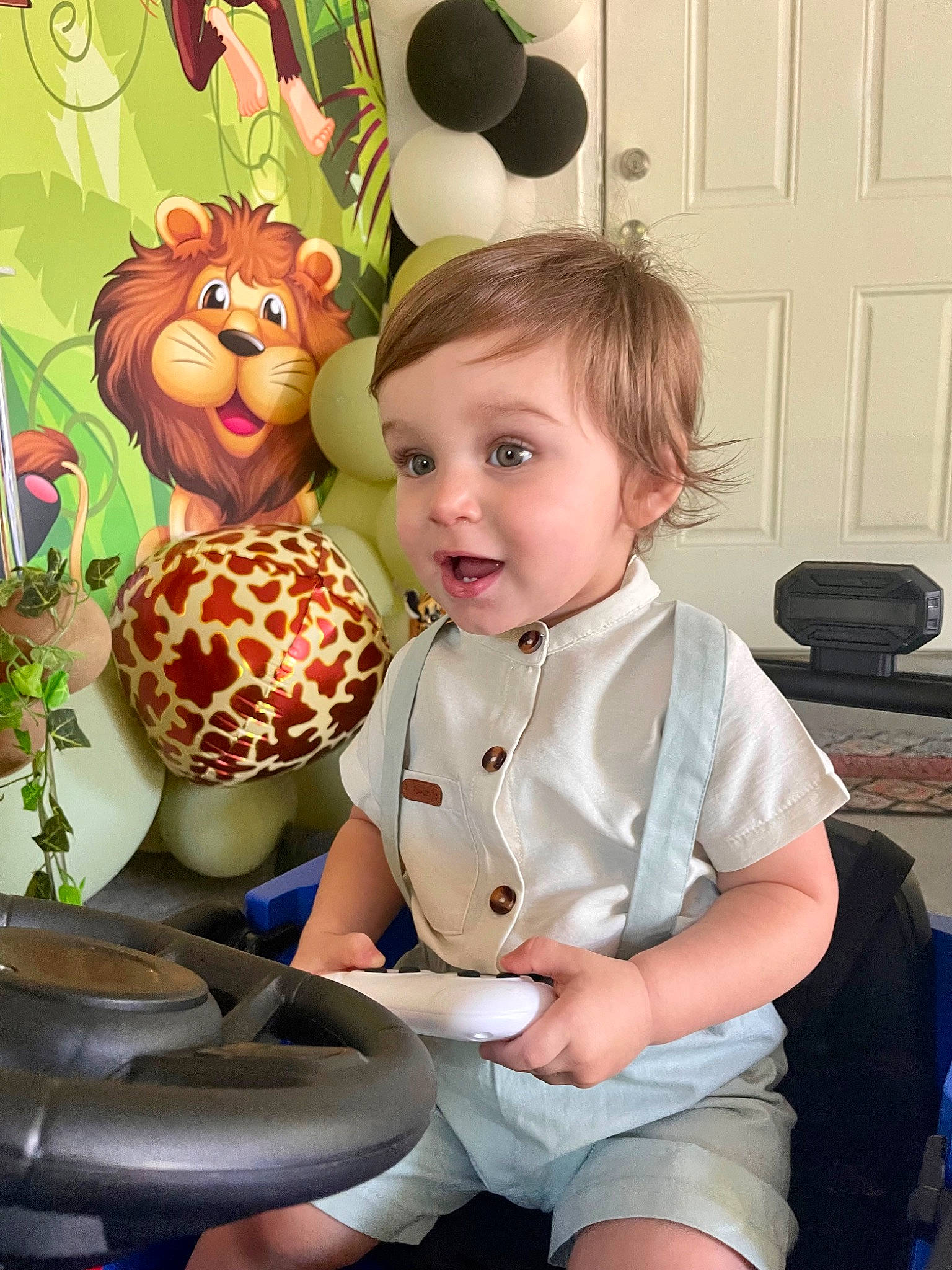 Ian is registered to the contest to win money with this photo: art, baby_toddler_clothing, backpack, baking, balloon, ceramic, chair, child, cooking, door, happy, luggage_and_bags, person, porcelain, pottery, room, sitting, stuffed_toy, sweetness, toddler