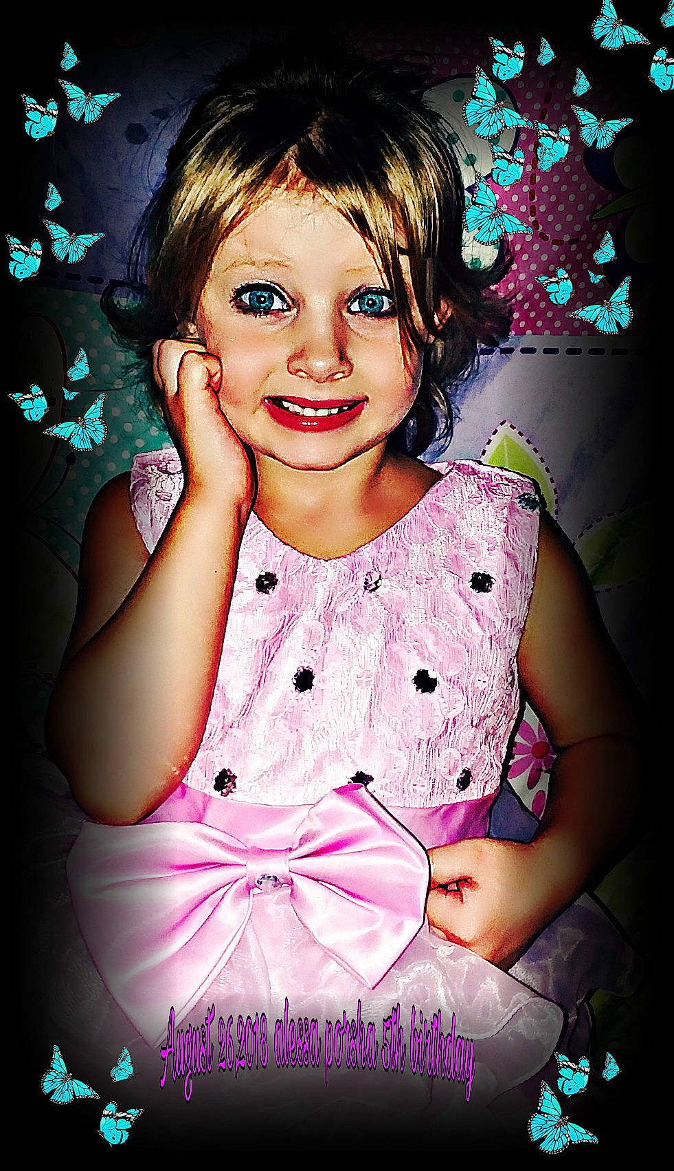 Alessa is registered to the contest to win money with this photo: beauty, black_hair, cheek, child, cool, emotion, eye, face, flower, fun, girl, hairstyle, happiness, head, human, human_hair_color, joy, person, pink, skin