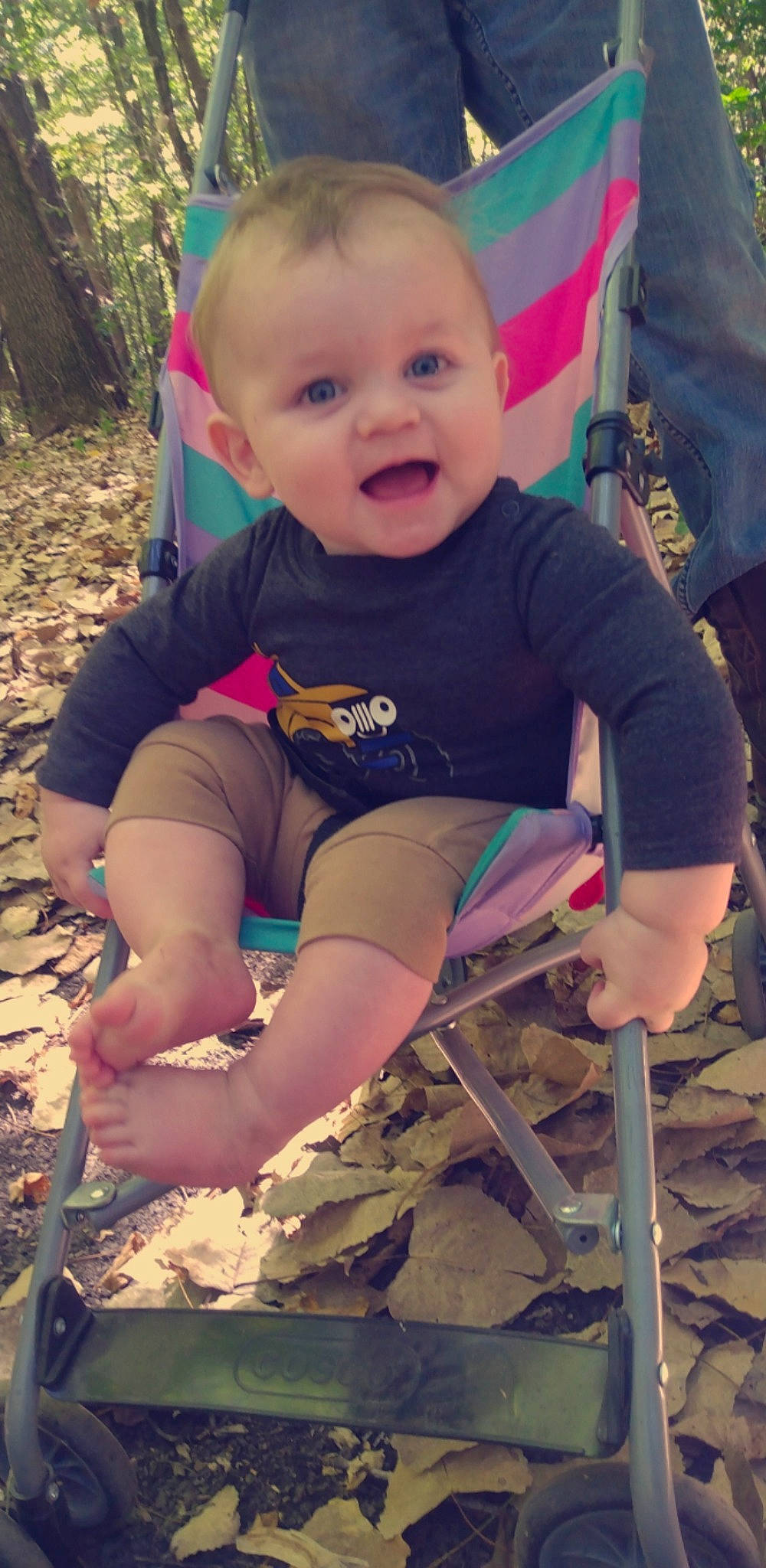 Jaxxon joined the competition — help win amazing prizes! baby, baby_toddler_clothing, cheek, child, finger, fun, grass, hand, happy, human, leg, people, person, pink, skin, sleeve, smile, standing, summer, t_shirt