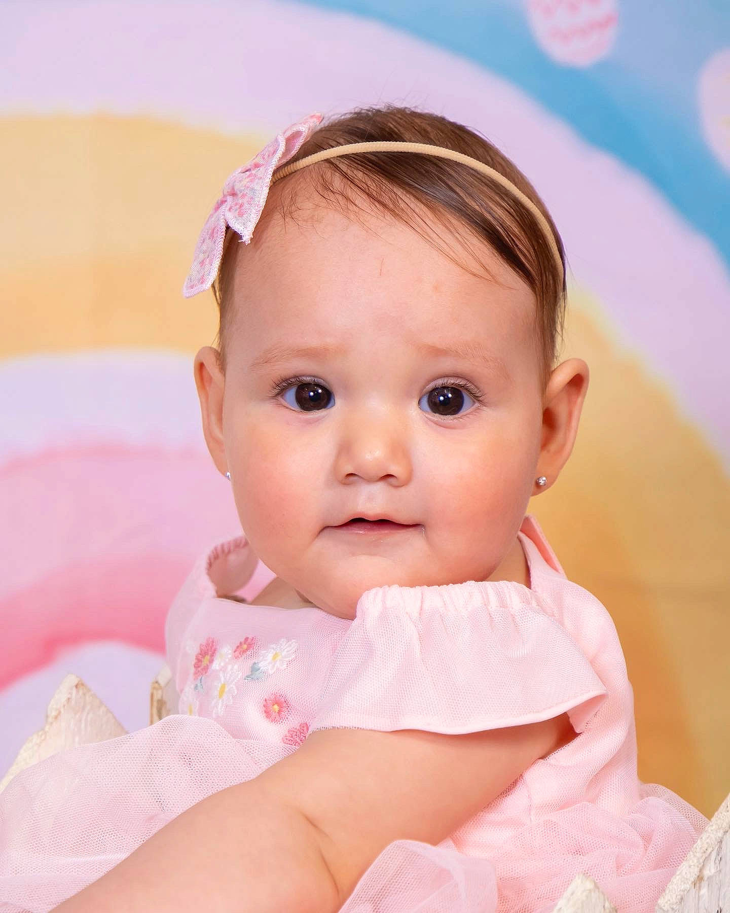 Micaela joined the competition — help win amazing prizes! baby, baby_toddler_clothing, cheek, chin, dress, eye, eyebrow, eyelash, flash_photography, fun, hairstyle, happy, iris, lip, nose, person, pink, skin, sleeve, smile