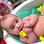 baby, bath_seat, bath_time, bathroom, bathtub, chubby_cheeks, cute, eyes, face, hand, infant, mirror, playful, rubber_duck, sink, skin, smile, toiletries, toy, water