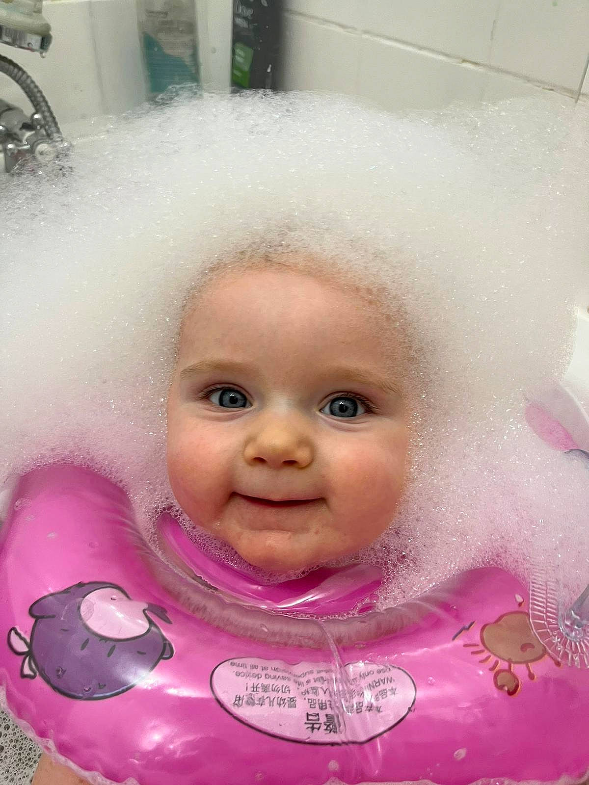 Darcie is registered to the contest to win money with this photo: baby, baby_toddler_clothing, cheek, child, eye, eyebrow, eyelash, facial_expression, fun, happy, head, iris, lip, mouth, nose, person, pink, skin, smile, toddler