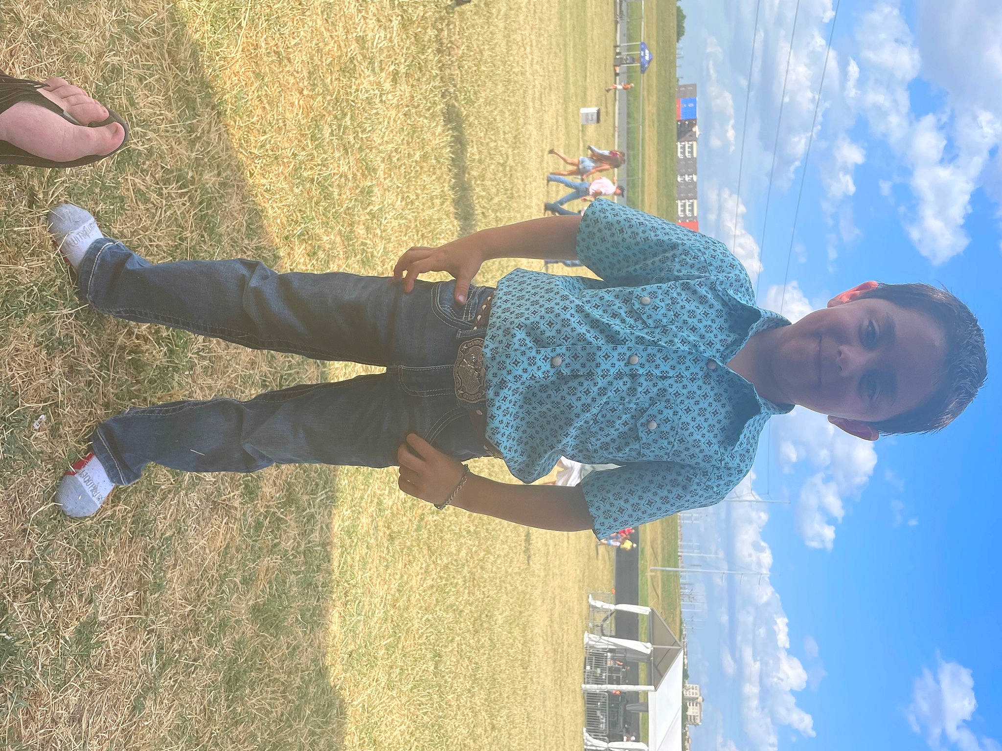 Leland joined the competition — help win amazing prizes! blue, cloud, cool, denim, elbow, electric_blue, fun, happy, human, human_leg, joint, joy, knee, ladder, leisure, people_in_nature, person, sky, standing, thigh