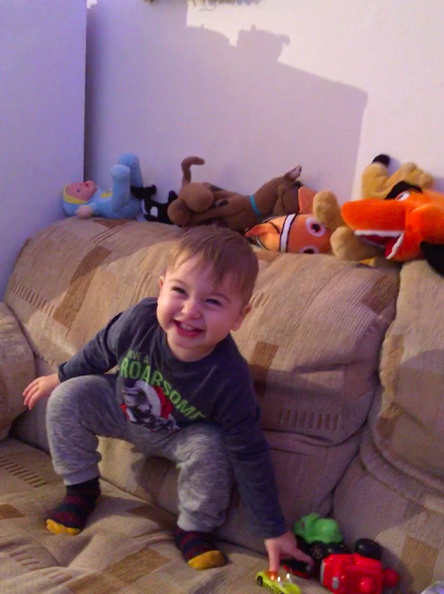 Lucas Ivan joined the competition — help win amazing prizes! child, floor, fun, joy, person, play, room, smile, stuffed_toy, toddler, toy