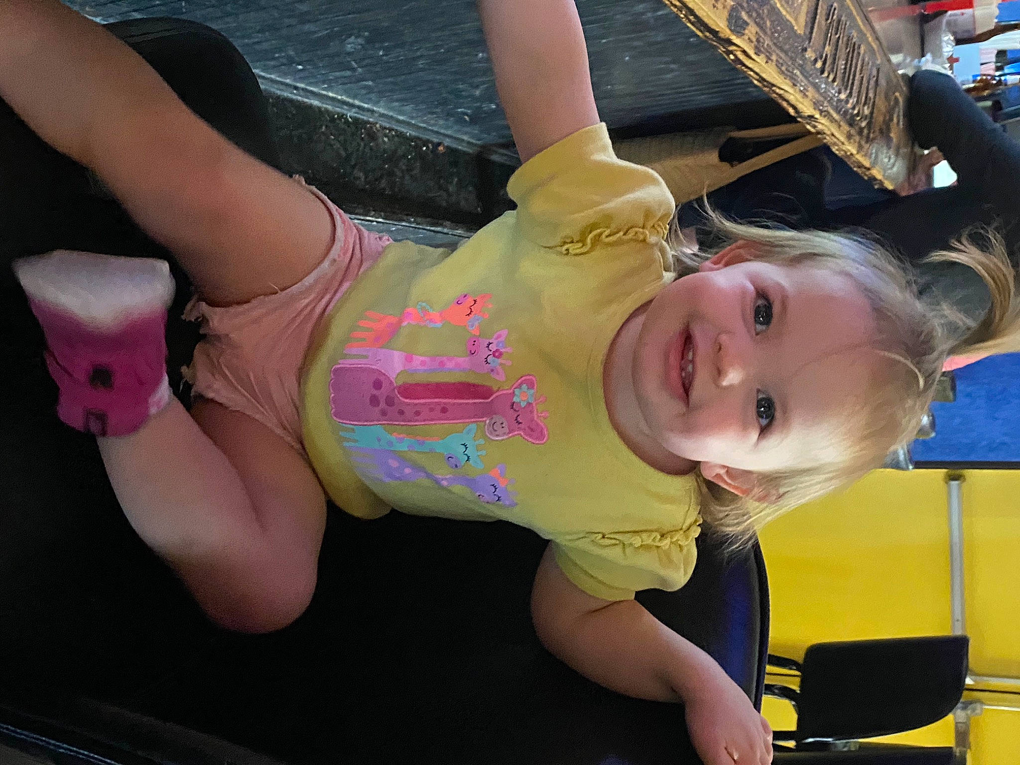 Brynlee joined the competition — help win amazing prizes! arm, chest, child, fun, joy, leg, neck, person, pink