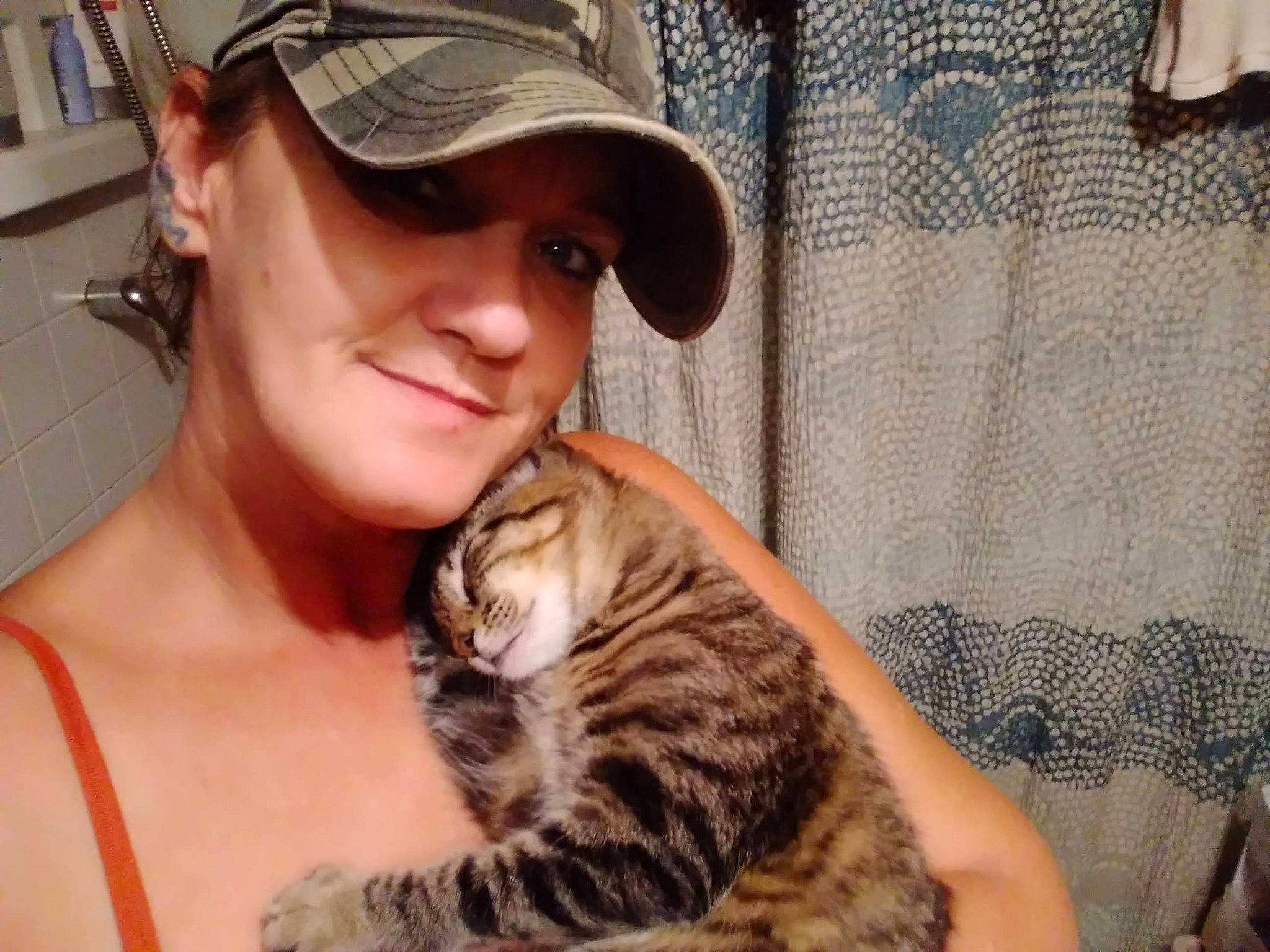 Kiki joined the competition — help win amazing prizes! baseball_cap, cap, carnivore, cat, comfort, curtain, domestic_short_haired_cat, eyewear, facial_expression, fashion_accessory, fawn, felidae, fur, hat, nail, paw, small_to_medium_sized_cats, smile, terrestrial_animal, whiskers