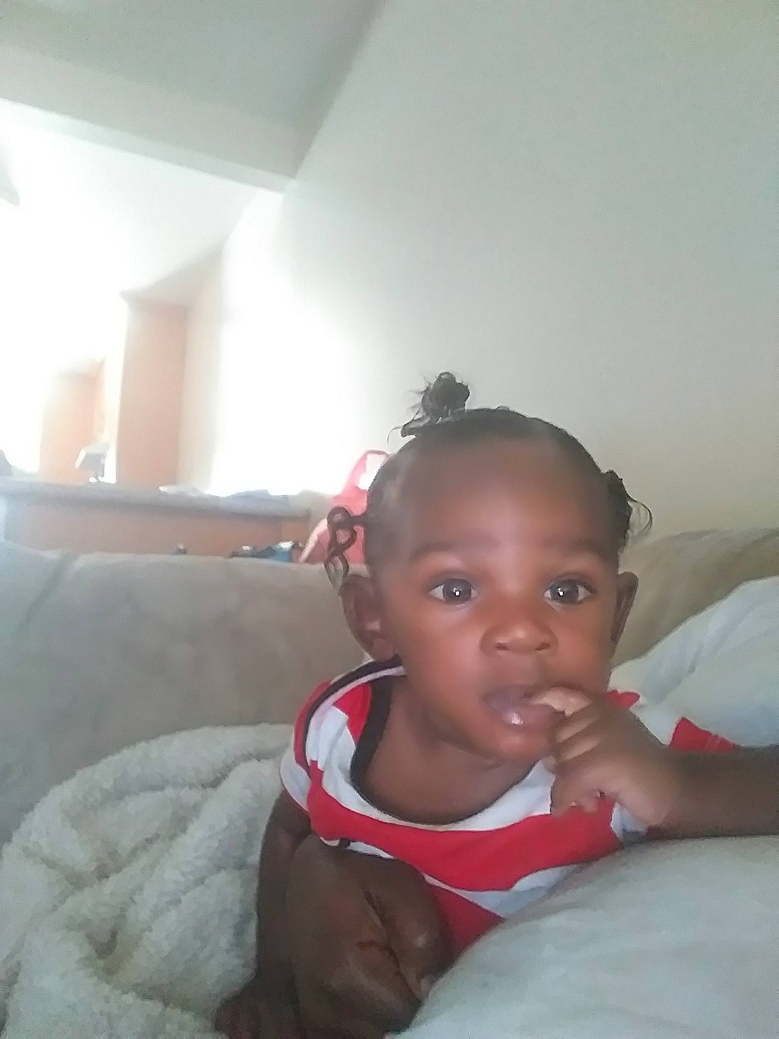 Raylin is registered to the contest to win money with this photo: baby, cheek, child, ear, face, head, lip, mouth, neck, person, skin, toddler