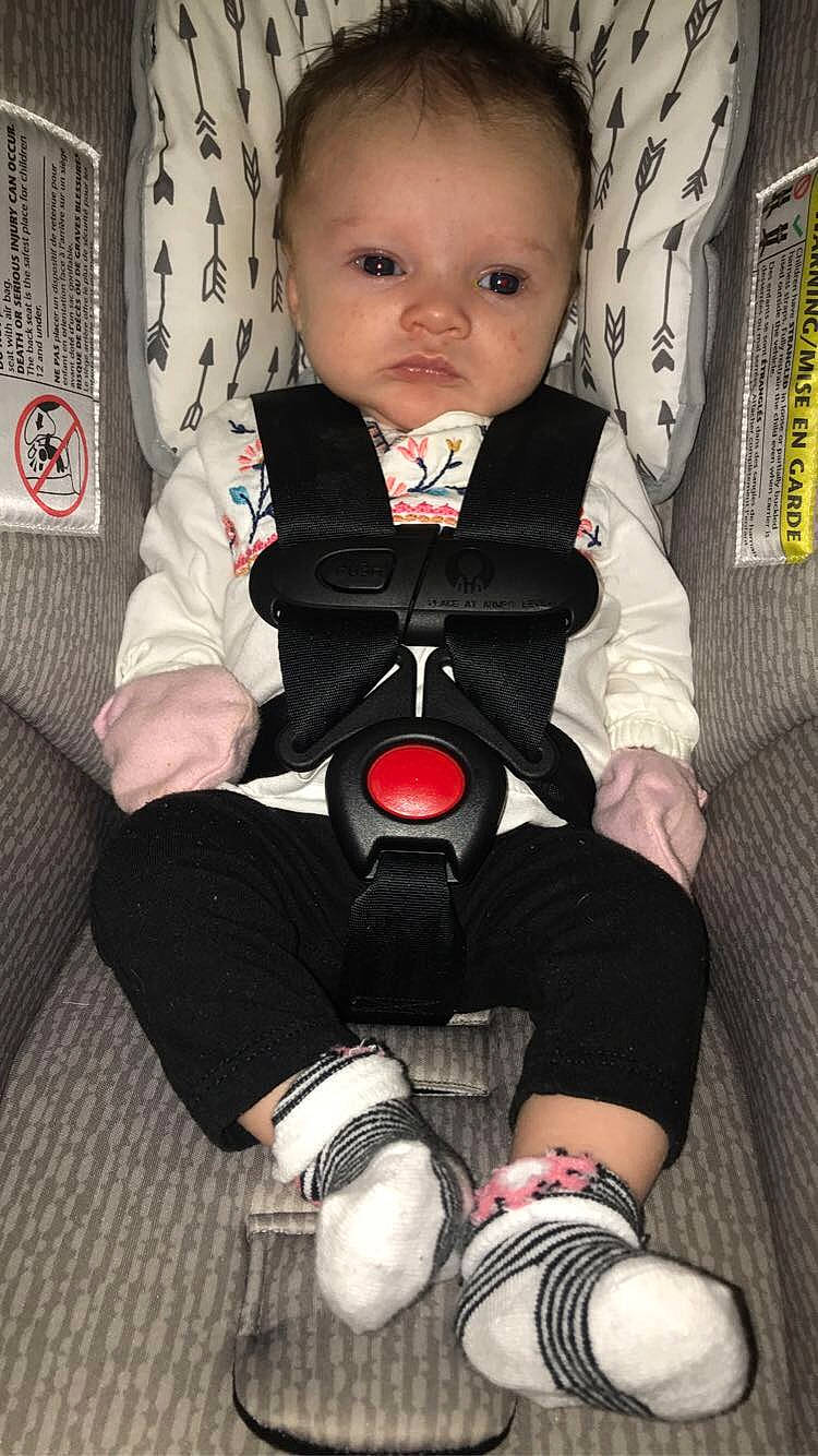 Emerie Maelynn Rickman joined the competition — help win amazing prizes! baby, baby_products, baby_toddler_clothing, black, carmine, cheek, child, comfort, foot, human_leg, knee, lap, leg, person, shoe, sitting, sleeve, sock, thigh, toddler