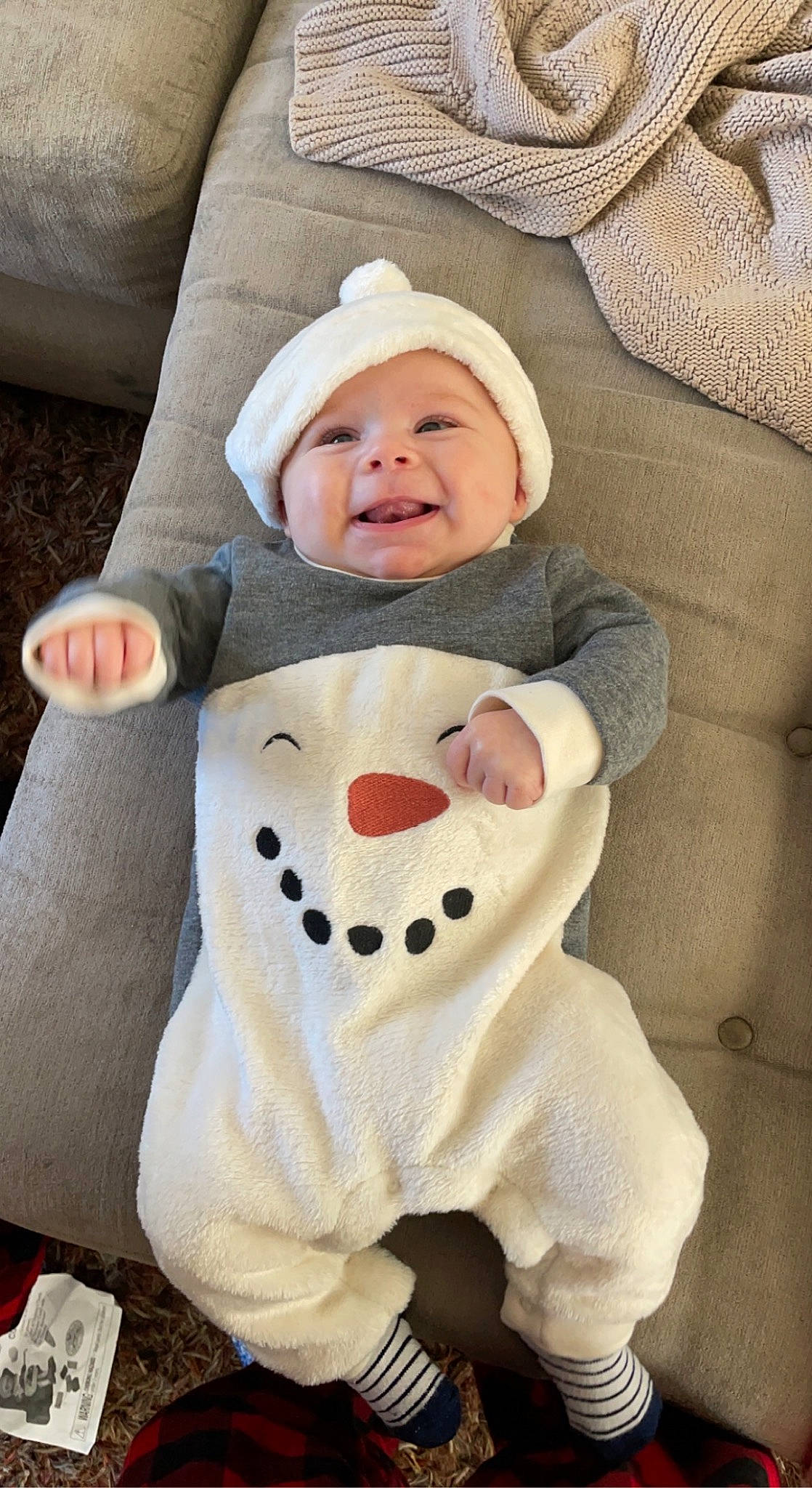 Colton joined the competition — help win amazing prizes! baby, baby_laughing, baby_products, baby_safety, baby_sleeping, baby_toddler_clothing, cheek, child, comfort, face, fur, happy, hat, head, headwear, linens, person, room, sleeve, smile