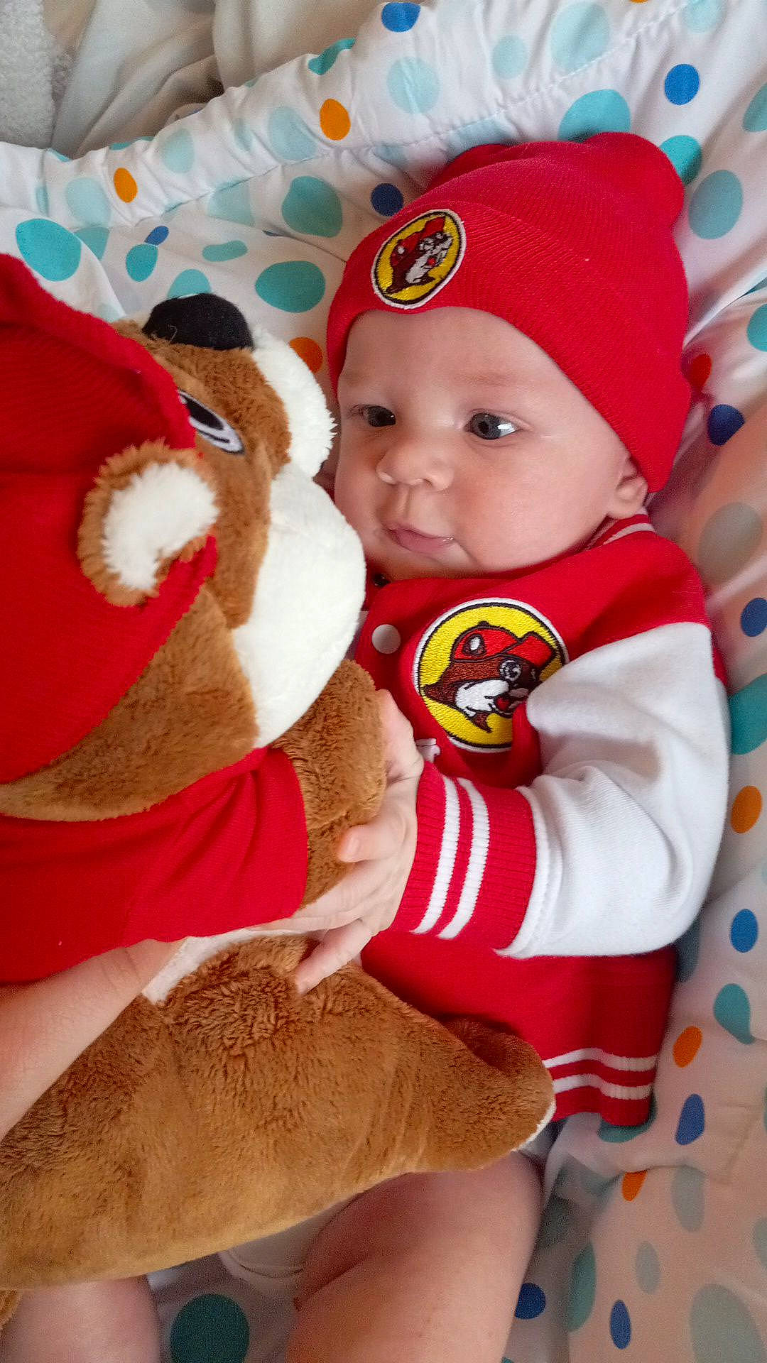 Kyler joined the competition — help win amazing prizes! baby, baby_products, baby_toddler_clothing, cap, carmine, cheek, child, christmas, christmas_eve, costume_hat, event, eye, fictional_character, happy, hat, headwear, holiday, person, santa_claus, skin