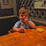 Kohen joined the competition — help win amazing prizes! biscuit, child, coca_cola, cute, dining, eating, face, food, furniture, happy, high_chair, indoor, person, plaid_shirt, restaurant, smiling, toddler, vintage_poster, wall_decor, wooden_table