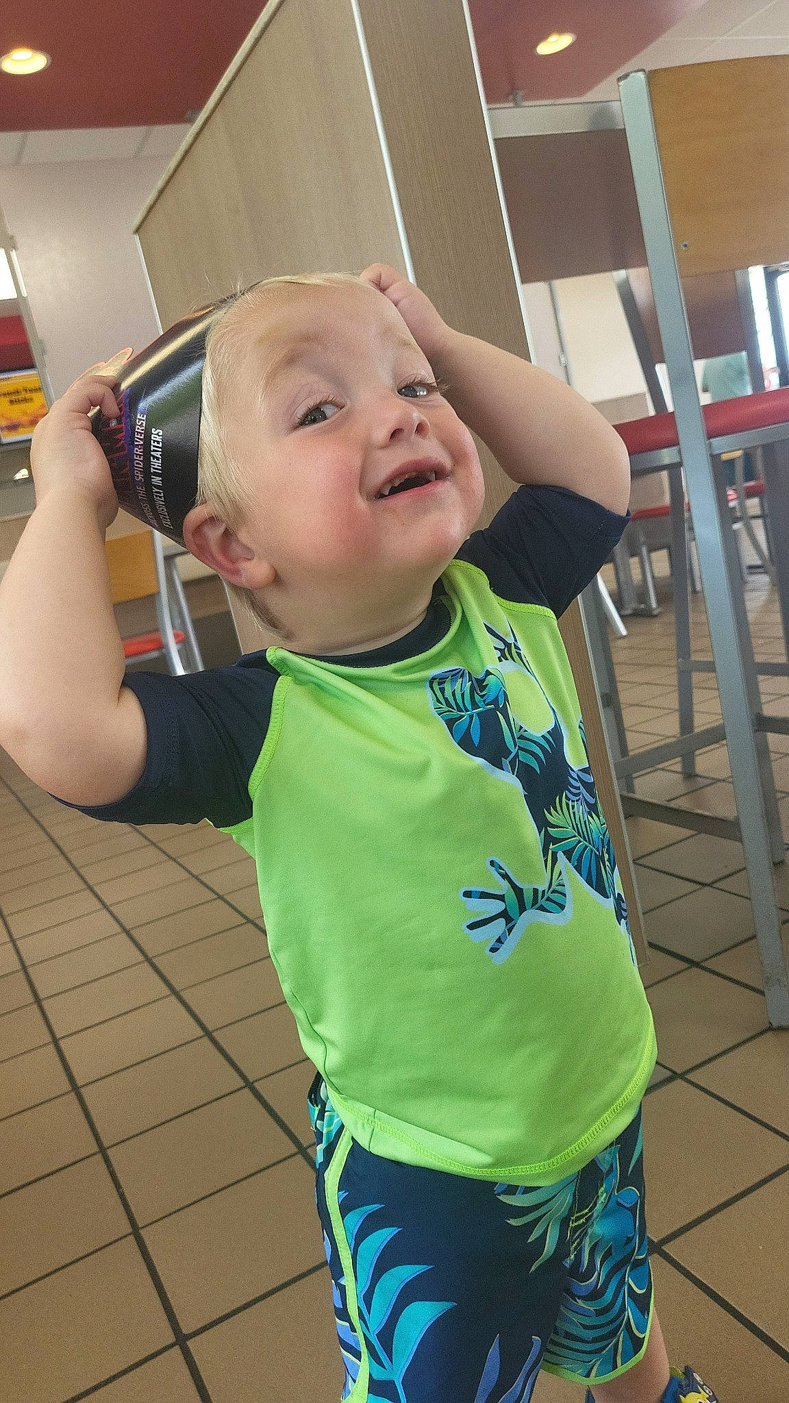 Parker joined the competition — help win amazing prizes! baby, baby_products, baby_toddler_clothing, child, costume, electric_blue, fun, grass, happy, leisure, person, personal_protective_equipment, play, recreation, service, sleeve, smile, sportswear, t_shirt, toddler