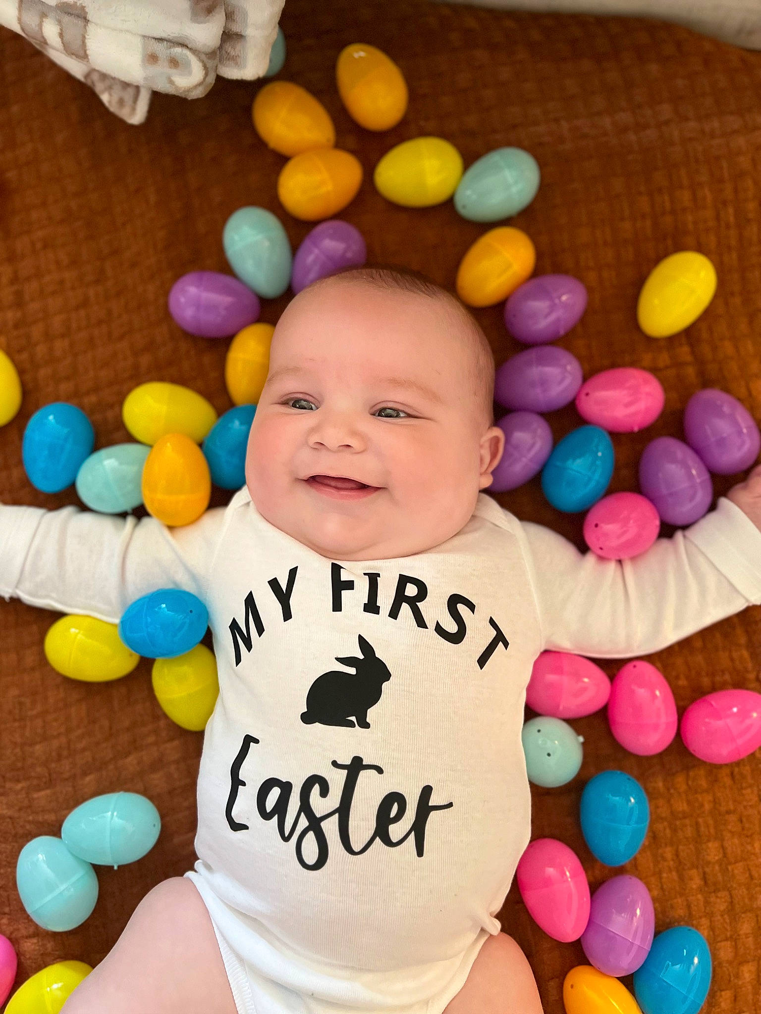 Waylen joined the competition — help win amazing prizes! baby, baby_playing_with_toys, baby_toddler_clothing, ball_pit, cheek, child, facial_expression, finger, fun, happy, joy, organ, person, product, sleeve, smile, stuffed_toy, sweetness, textile, toddler