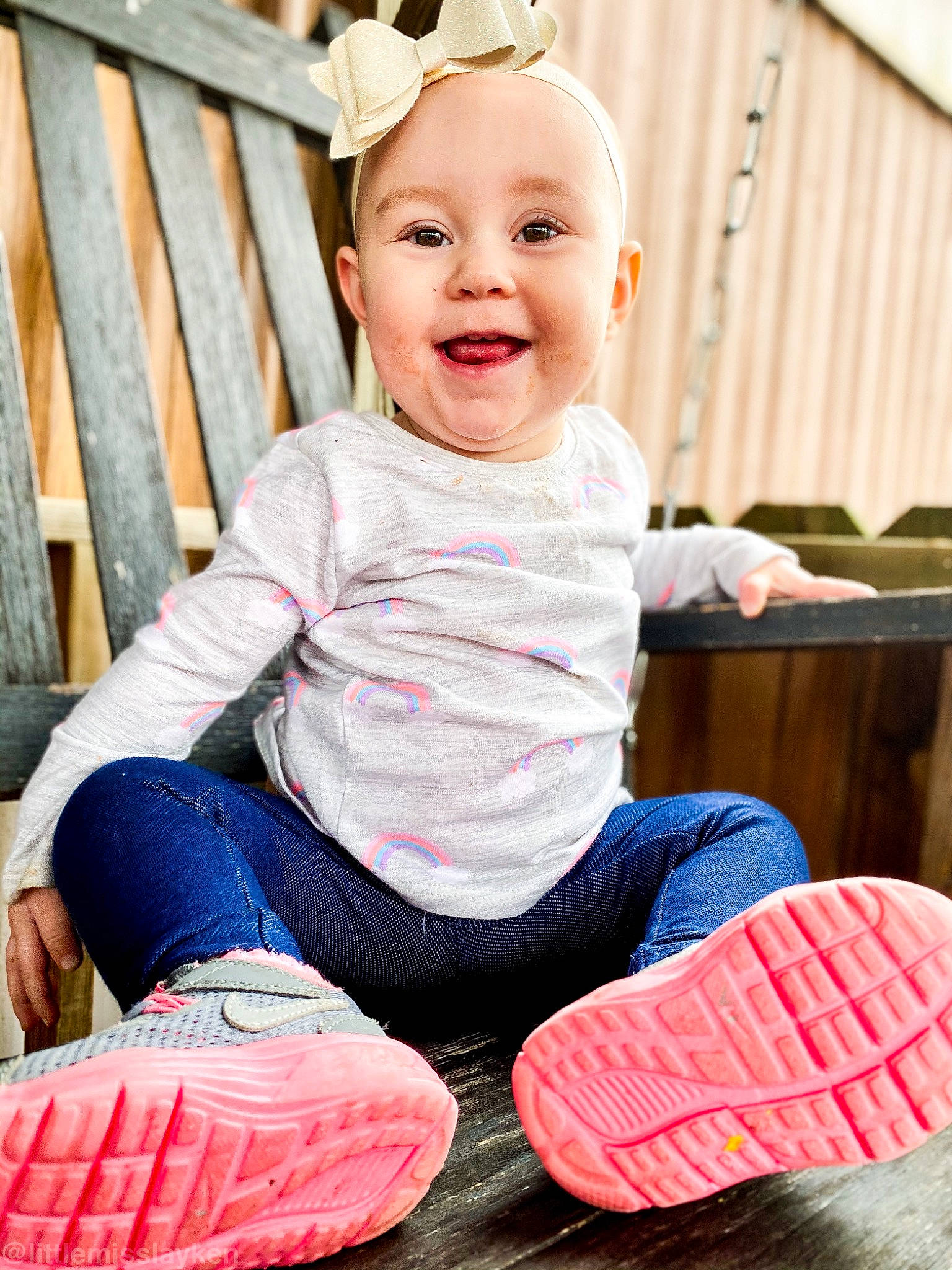 Layken is registered to the contest to win money with this photo: baby, baby_toddler_clothing, beauty, cheek, child, child_model, face, footwear, happy, joy, people, person, photograph, photography, pink, play, portrait_photography, shoe, sitting, skin