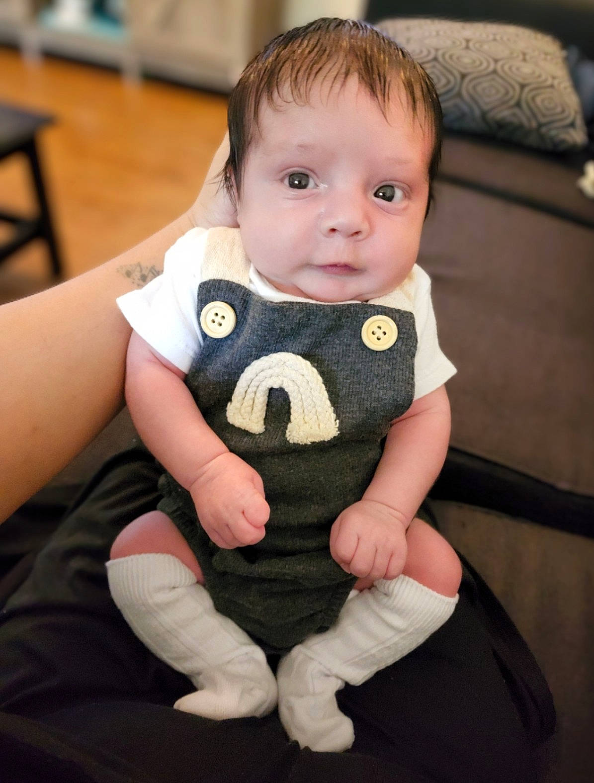 Oliver joined the competition — help win amazing prizes! arm, baby, baby_toddler_clothing, chair, cheek, comfort, elbow, eye, finger, flash_photography, hand, happy, iris, joint, knee, person, sitting, skin, sleeve, t_shirt