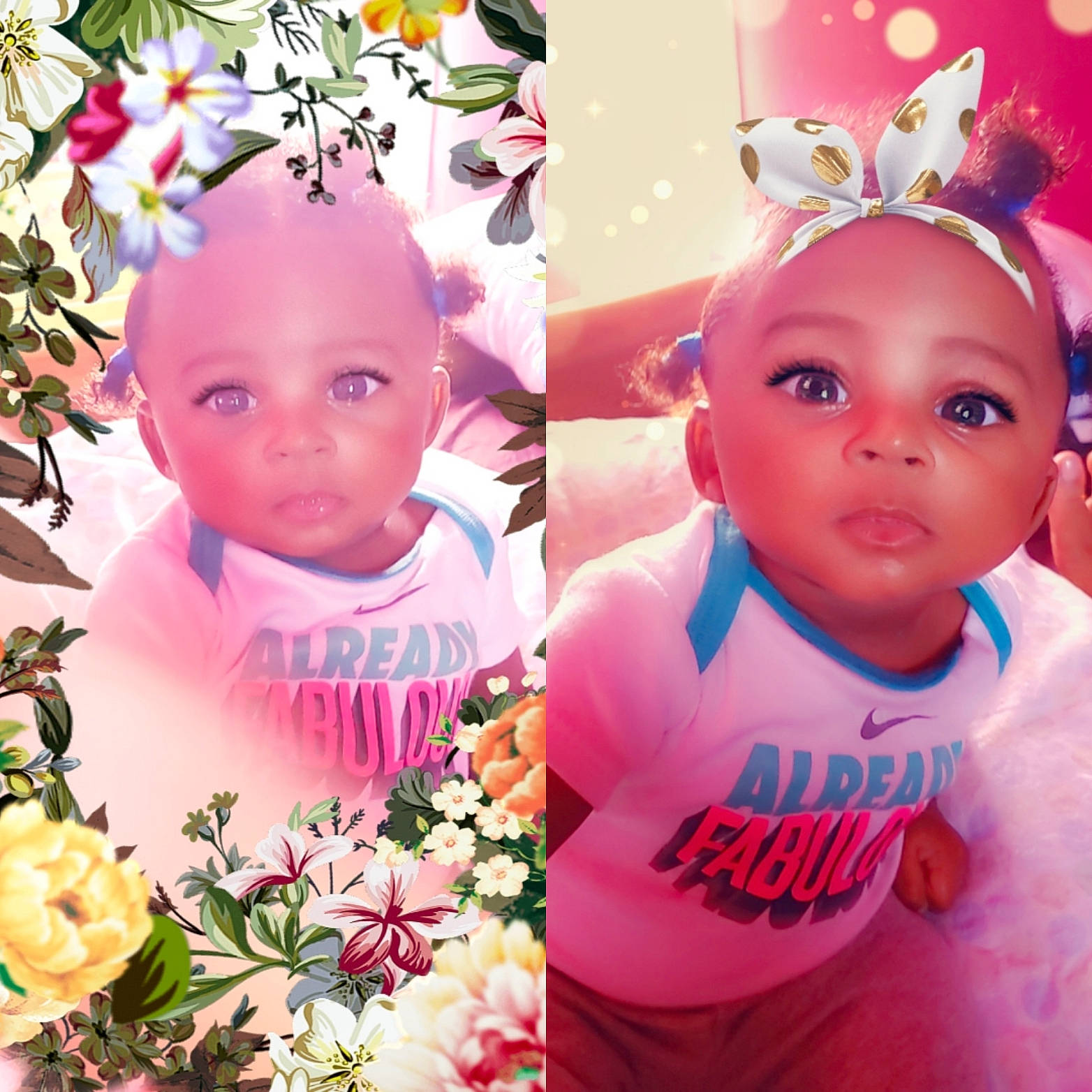 Aphrodite is registered to the contest to win money with this photo: art, baby, cheek, child, collage, face, flower, hair_accessory, happy, head, person, petal, photography, photomontage, pink, plant, smile, spring, toddler