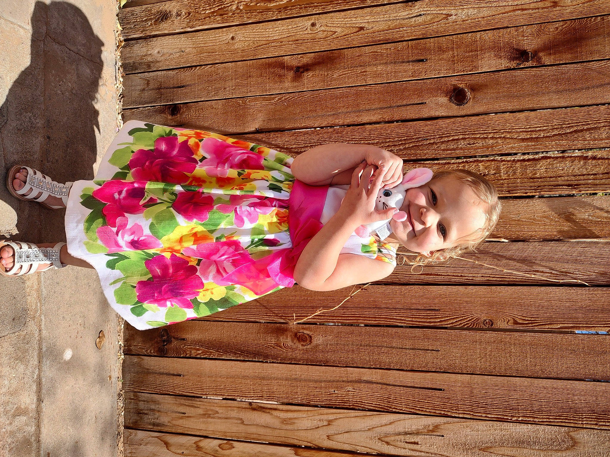 Amaya joined the competition — help win amazing prizes! child, dress, eyewear, flooring, flower, grass, hand, happy, hardwood, human_body, human_leg, joy, leisure, magenta, people_in_nature, person, petal, pink, plant, thigh